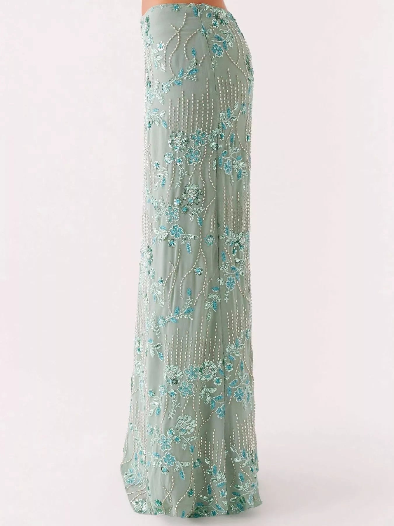 Embroidered Sequin Maxi Skirt - MAD RUFFI