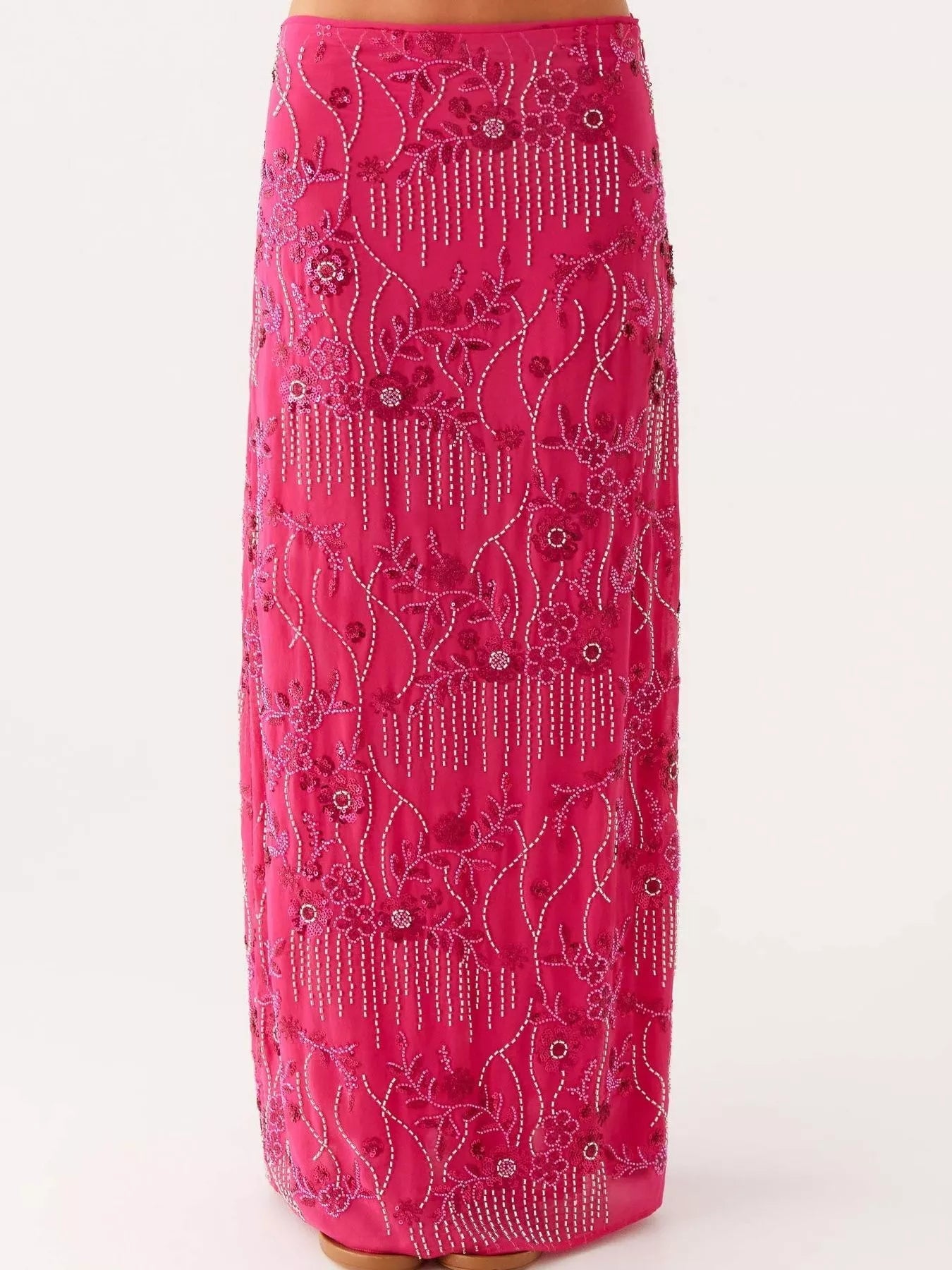 Embroidered Sequin Maxi Skirt - MAD RUFFI