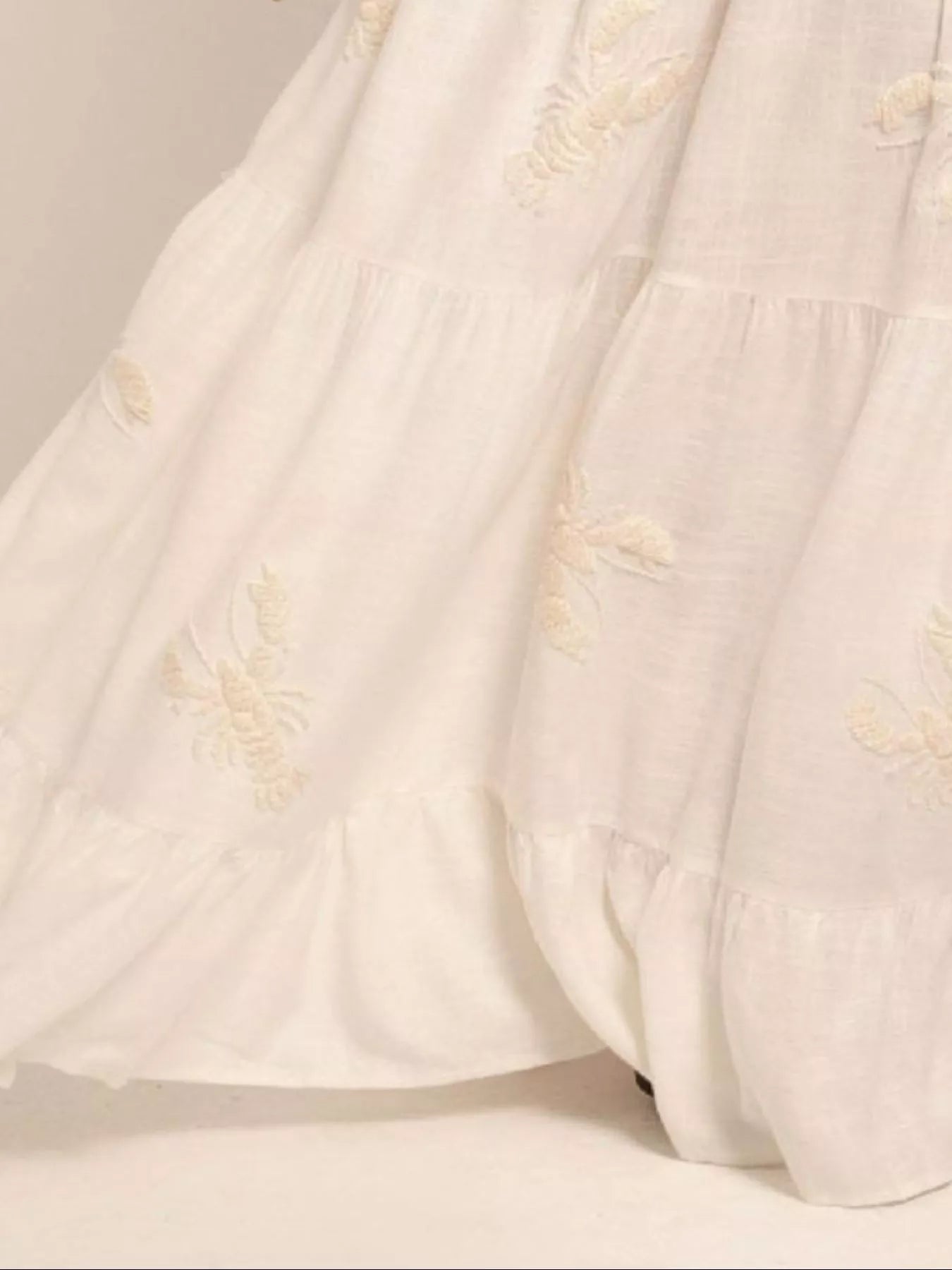 Embroidered Square Neck Tiered Maxi Cami Dress - MAD RUFFI