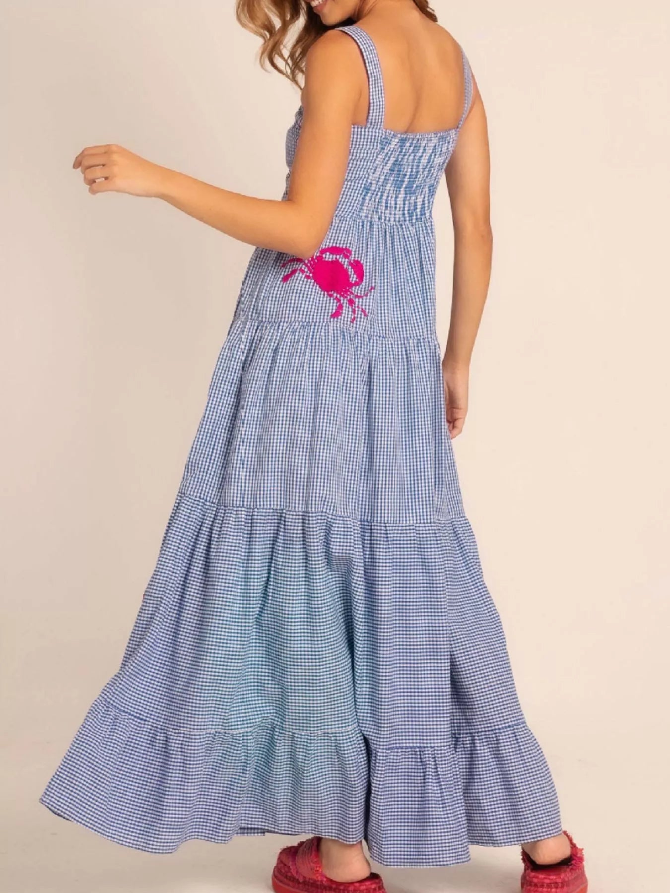 Embroidered Square Neck Tiered Maxi Cami Dress - MAD RUFFI