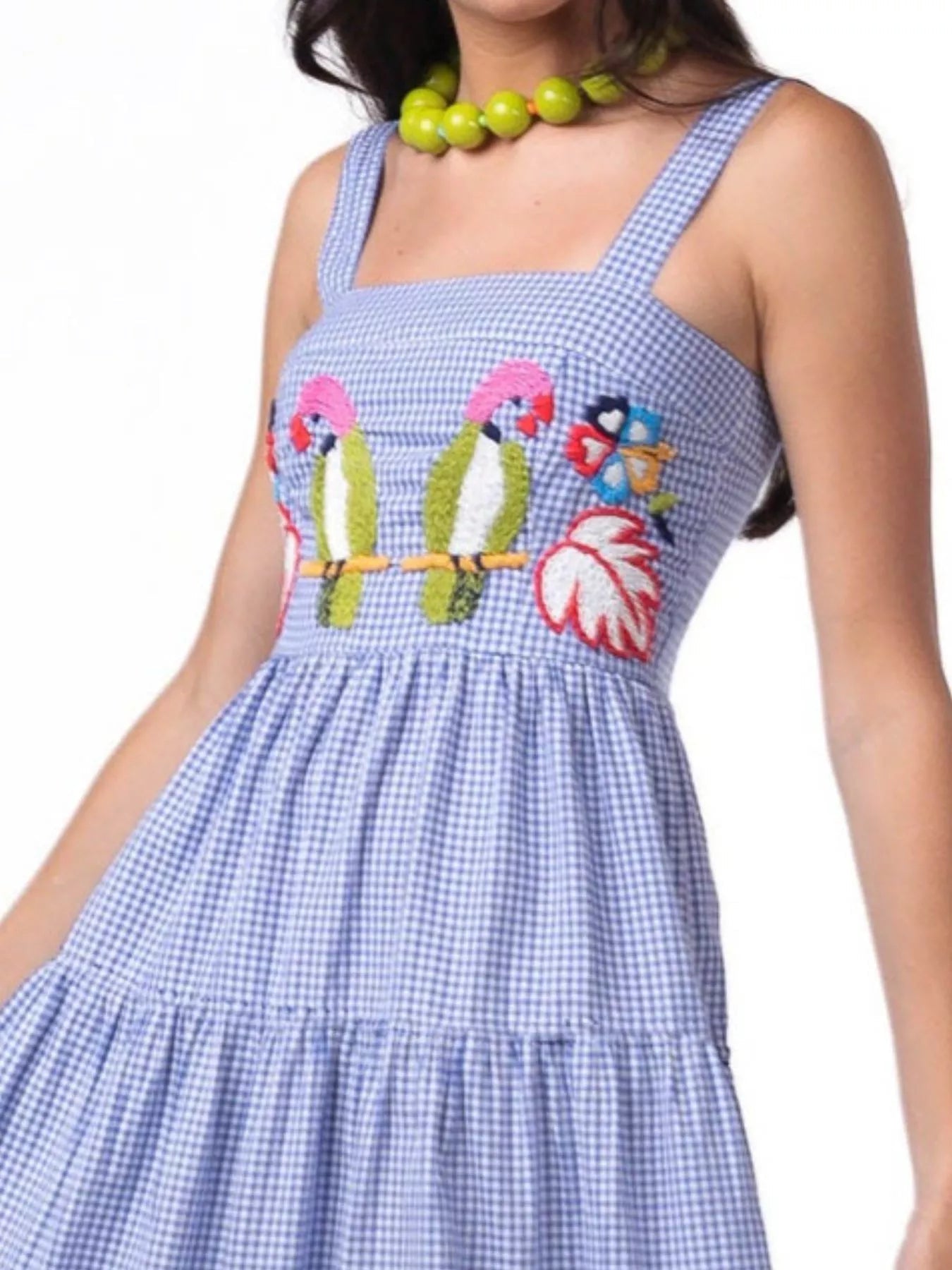 Embroidered Square Neck Tiered Maxi Cami Dress - MAD RUFFI