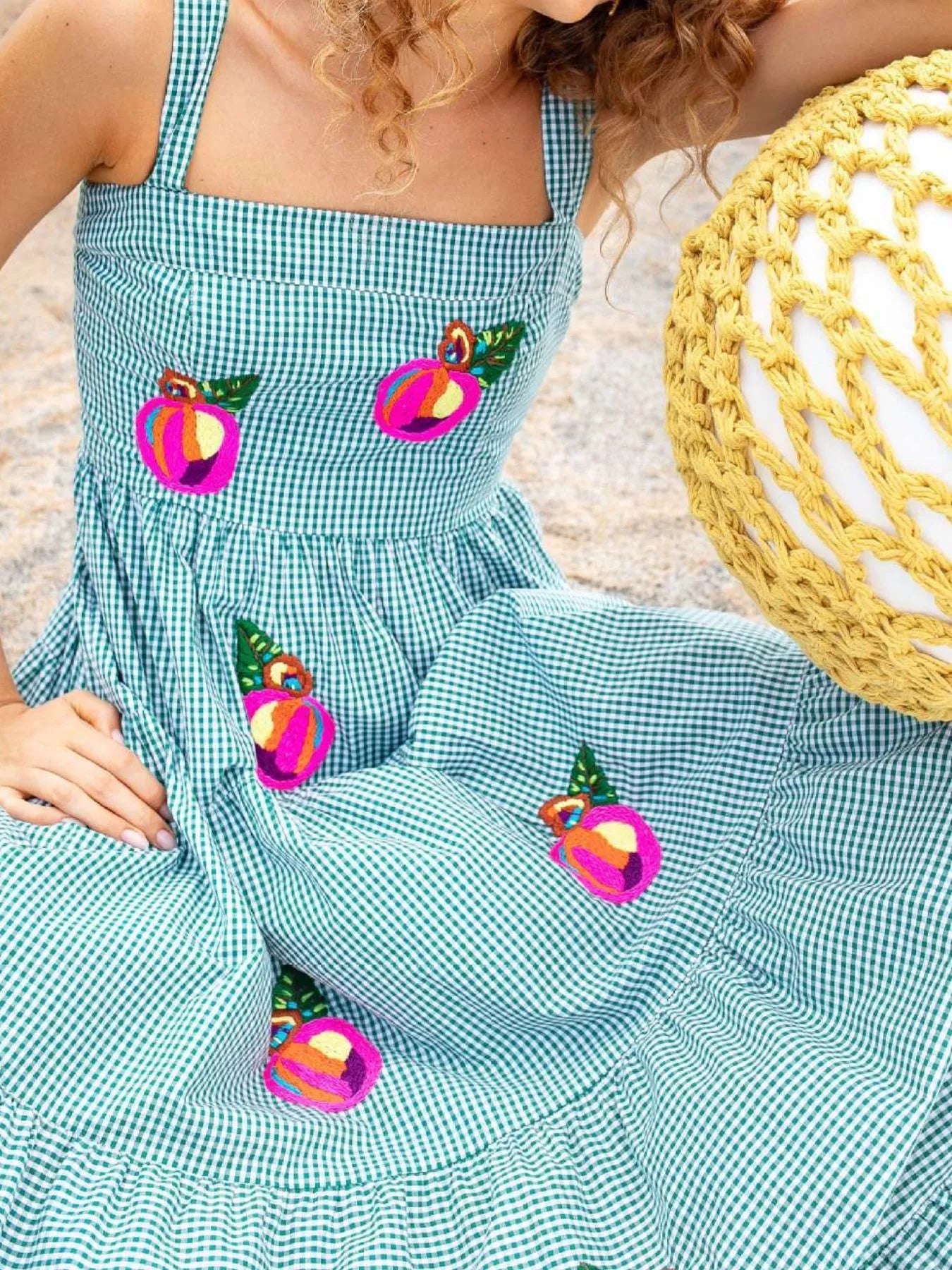 Embroidered Square Neck Tiered Maxi Cami Dress - MAD RUFFI