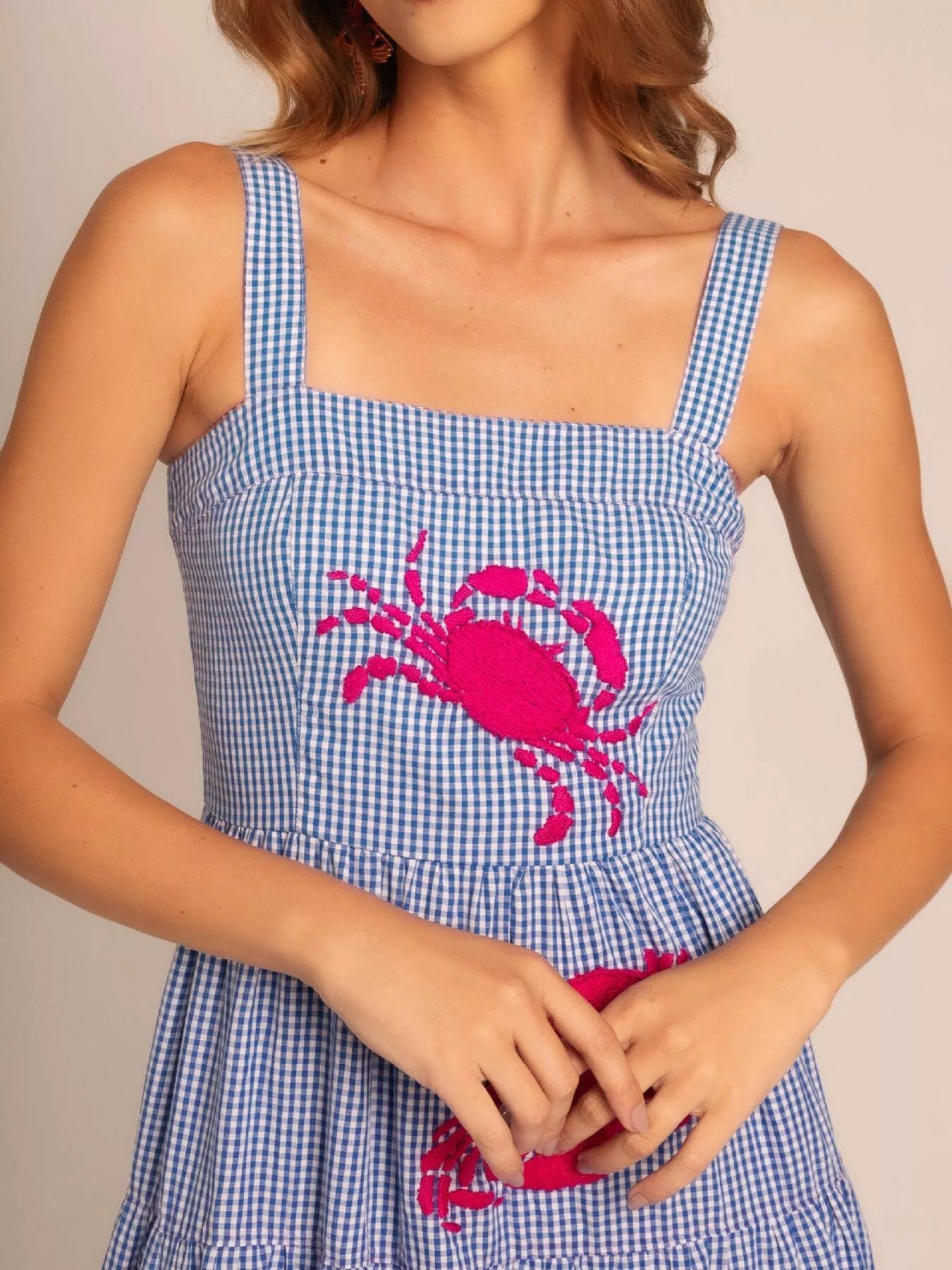 Embroidered Square Neck Tiered Maxi Cami Dress - MAD RUFFI