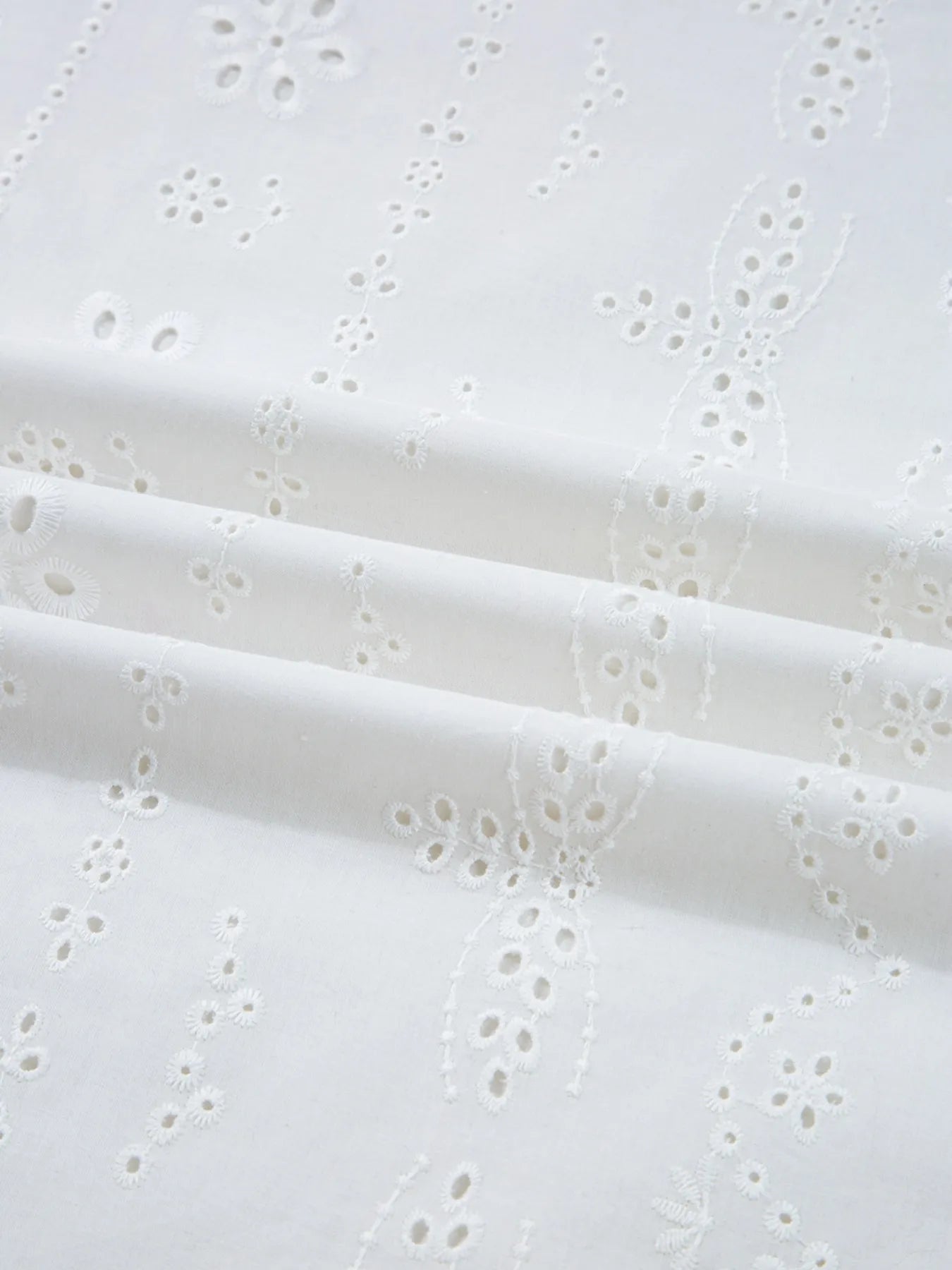 Eyelet Long Sleeve Blouse with Elastic Cuffs - MAD RUFFI