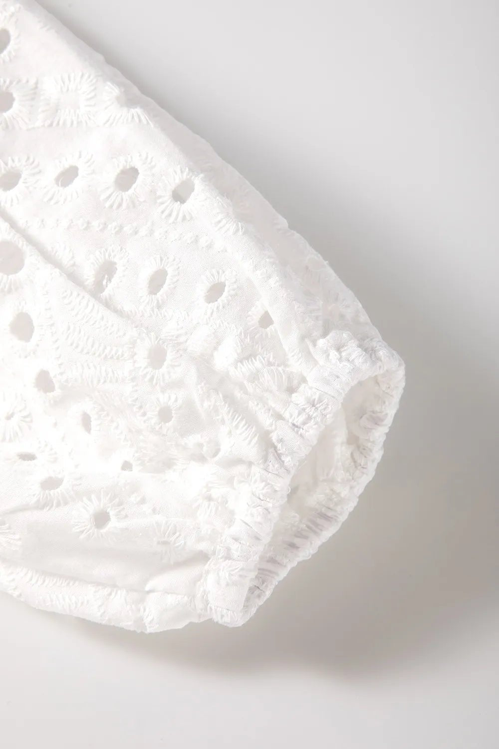 Eyelet V - Neck Long Sleeve Blouse - MAD RUFFI