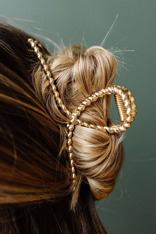 Große Haarklammer mit Twist Loop in Gold