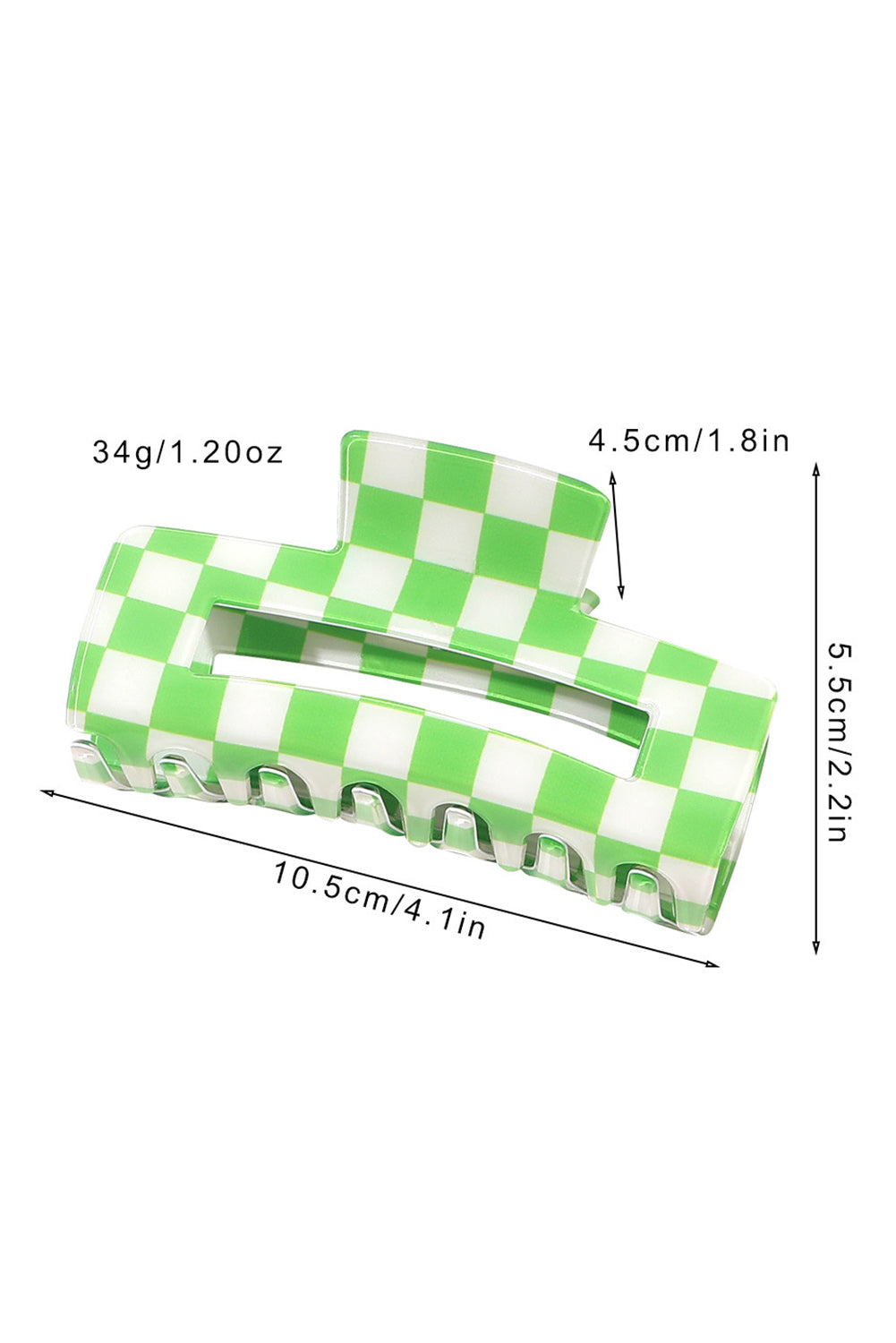 Light Green Checkered Print Hollow Out Hair Clip for Style