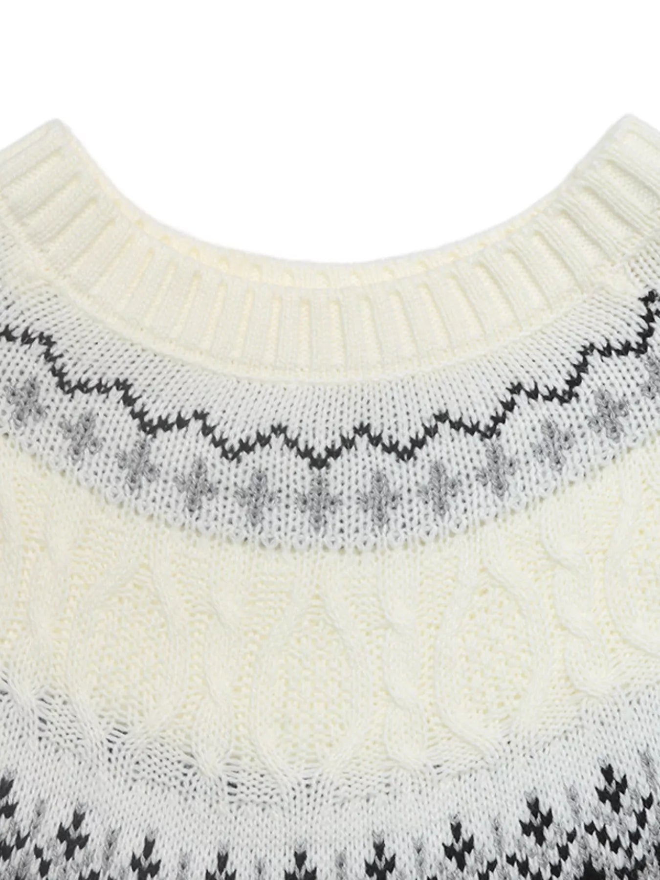 Fair Isle Pattern Round Neck Sweater - MAD RUFFI
