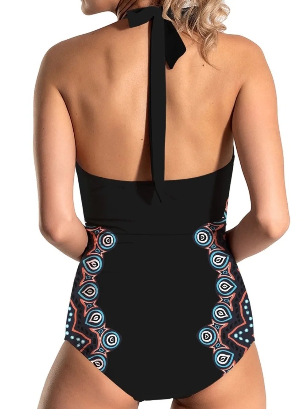 FAM - FAM Cutout Printed Halter Neck One - Piece Swimwear - MAD RUFFI