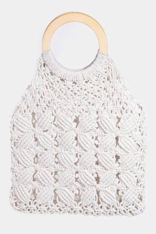 Fame Boho Braided Wooden Top Handle Bag - MAD RUFFI