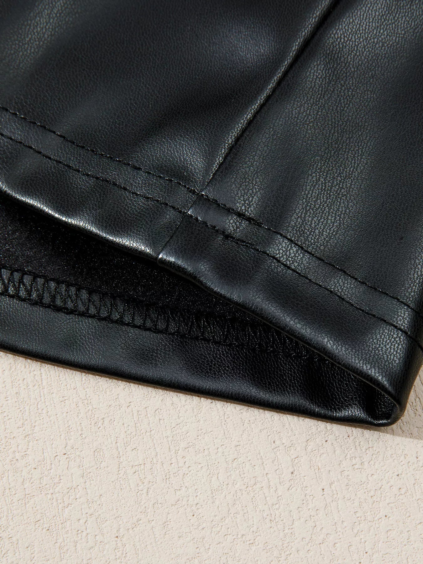 Faux Leather Ruffle Hem Sleeveless Mini Dress - MAD RUFFI