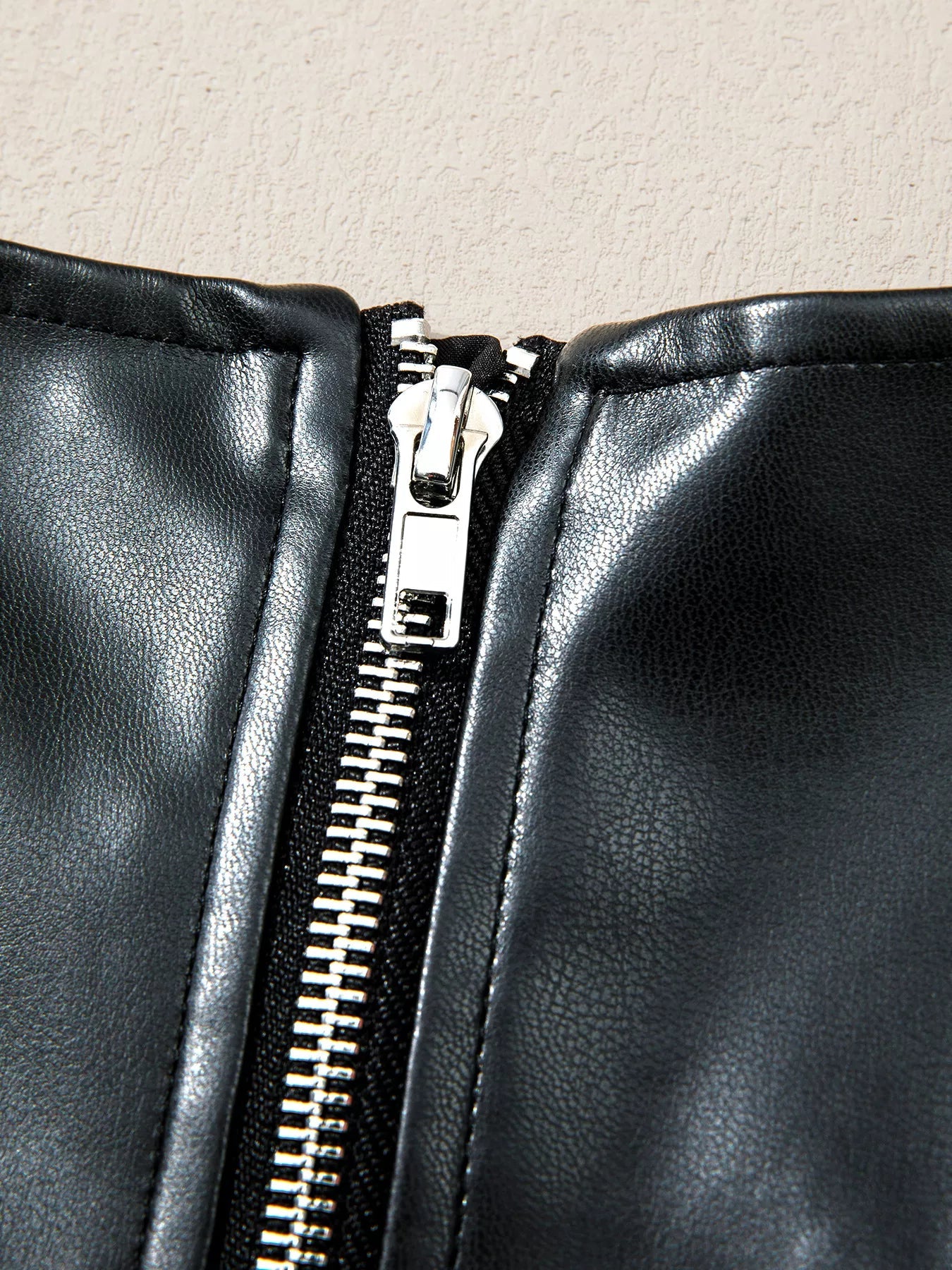 Faux Leather Ruffle Hem Sleeveless Mini Dress - MAD RUFFI