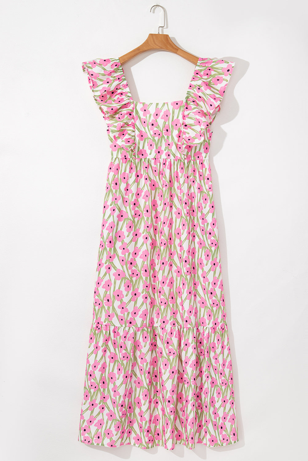 Robe maxi à collier carré à imprimé floral rose robe maxi