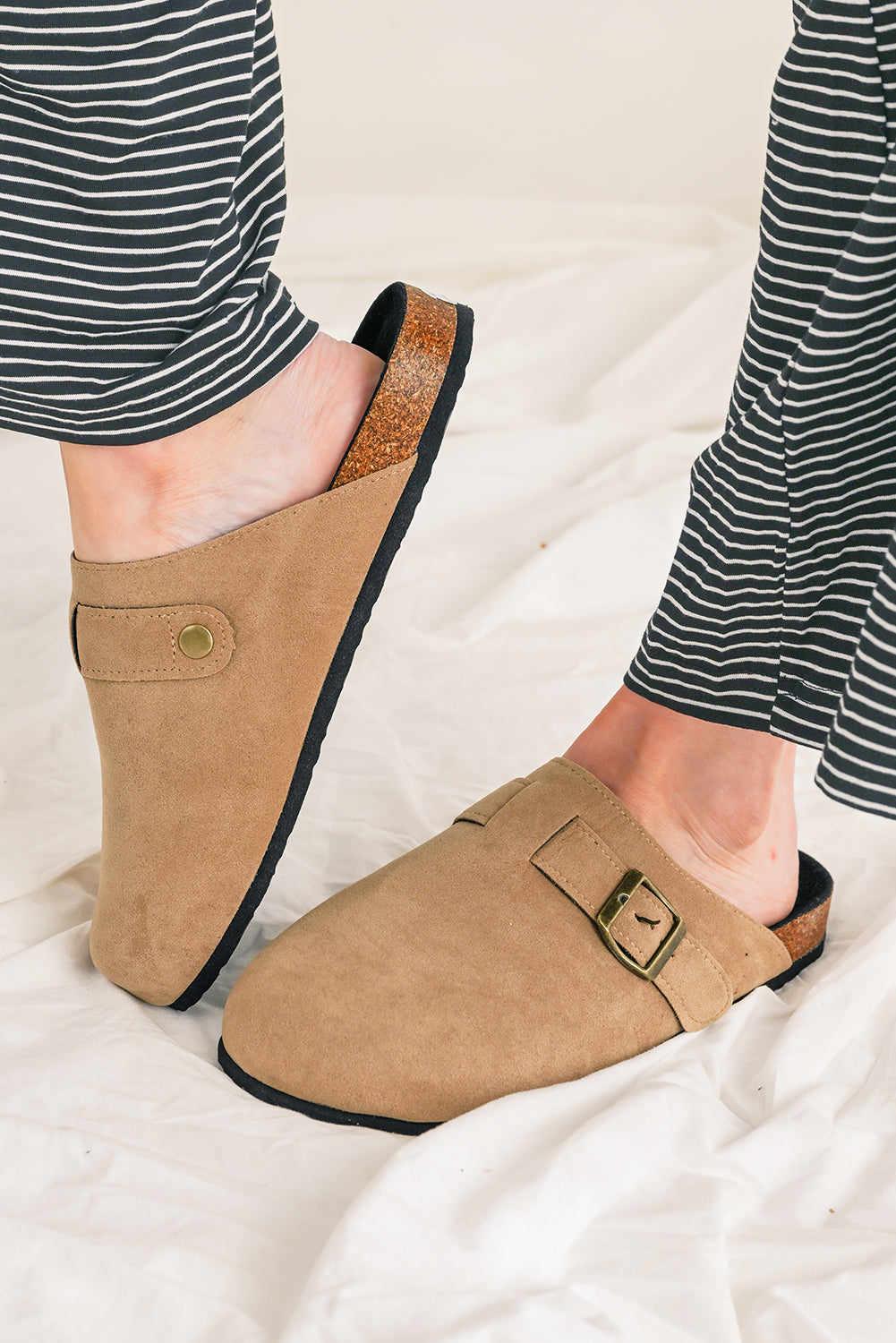 Light French Beige Slip on Corky Platform Chaussures