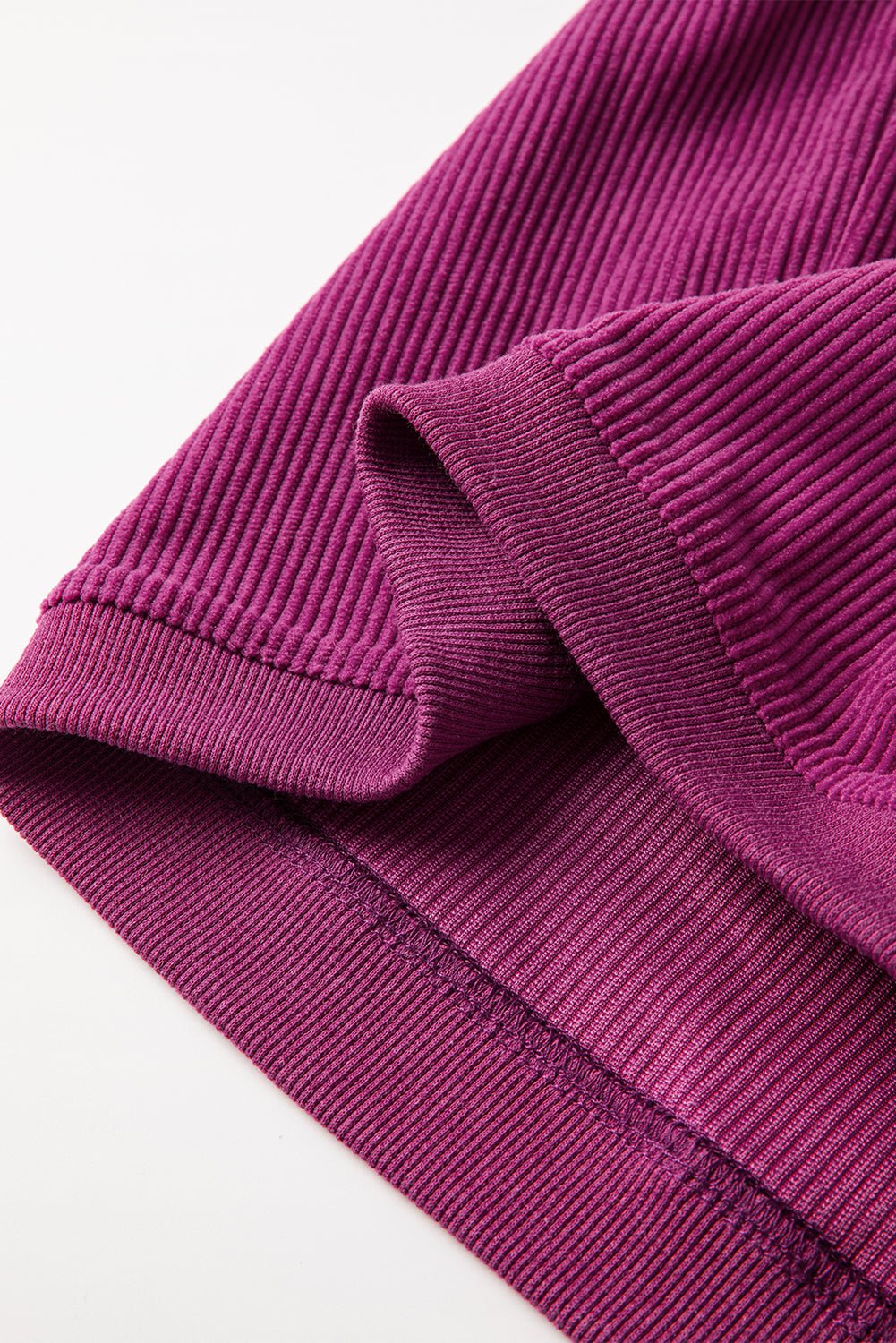 Festival Fuchsia Plain Drop Sleeve Rib Knit Oversized Sweatshirt - MAD RUFFI