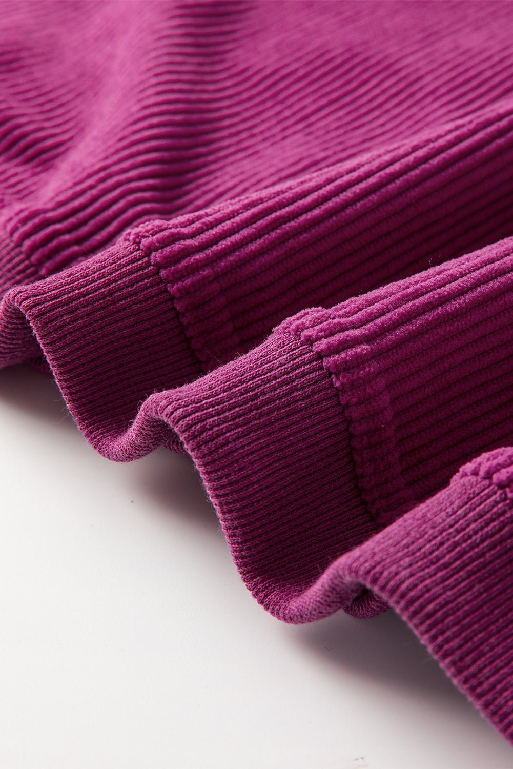 Festival Fuchsia Plain Drop Sleeve Rib Knit Oversized Sweatshirt - MAD RUFFI