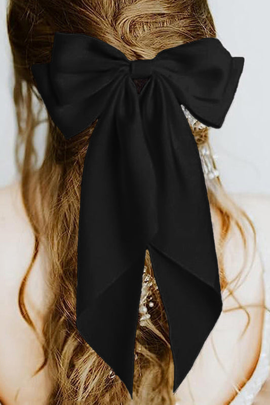 Schwarze, elegante, übergroße Haarspange aus Satin mit Schleife