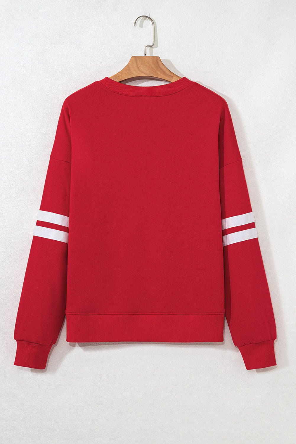 Fiery Red GAME DAY Striped Drop Shoulder Oversized Sweatshirt - MAD RUFFI