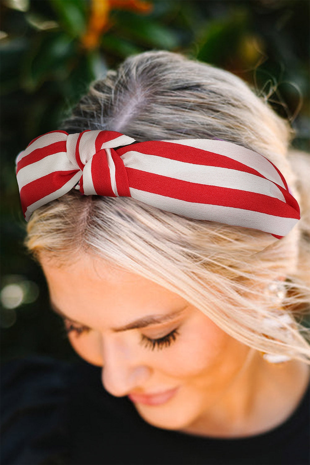 Fiery Red Stripe Knotted Wide Headband - MAD RUFFI