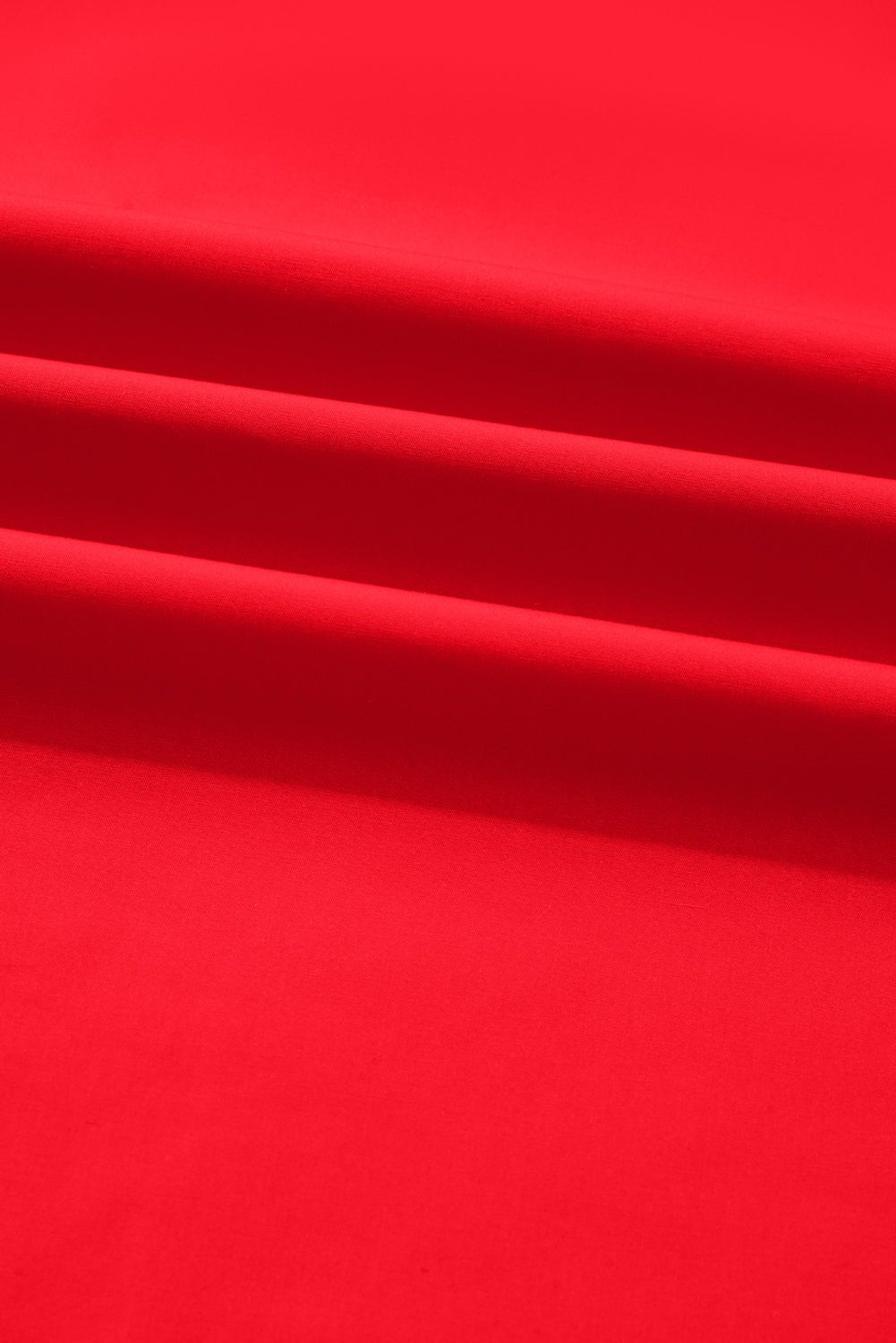 Fiery Red Striped Trim Ruffle Split Neck Long Sleeve Blouse - MAD RUFFI