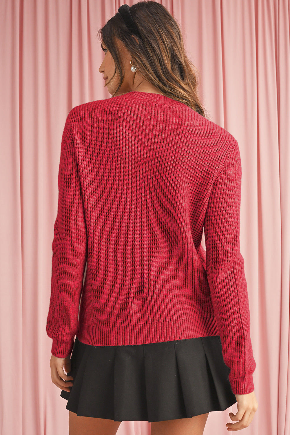 Fiery Red Sweet Bow Front Knit Cardigan - Cardigans