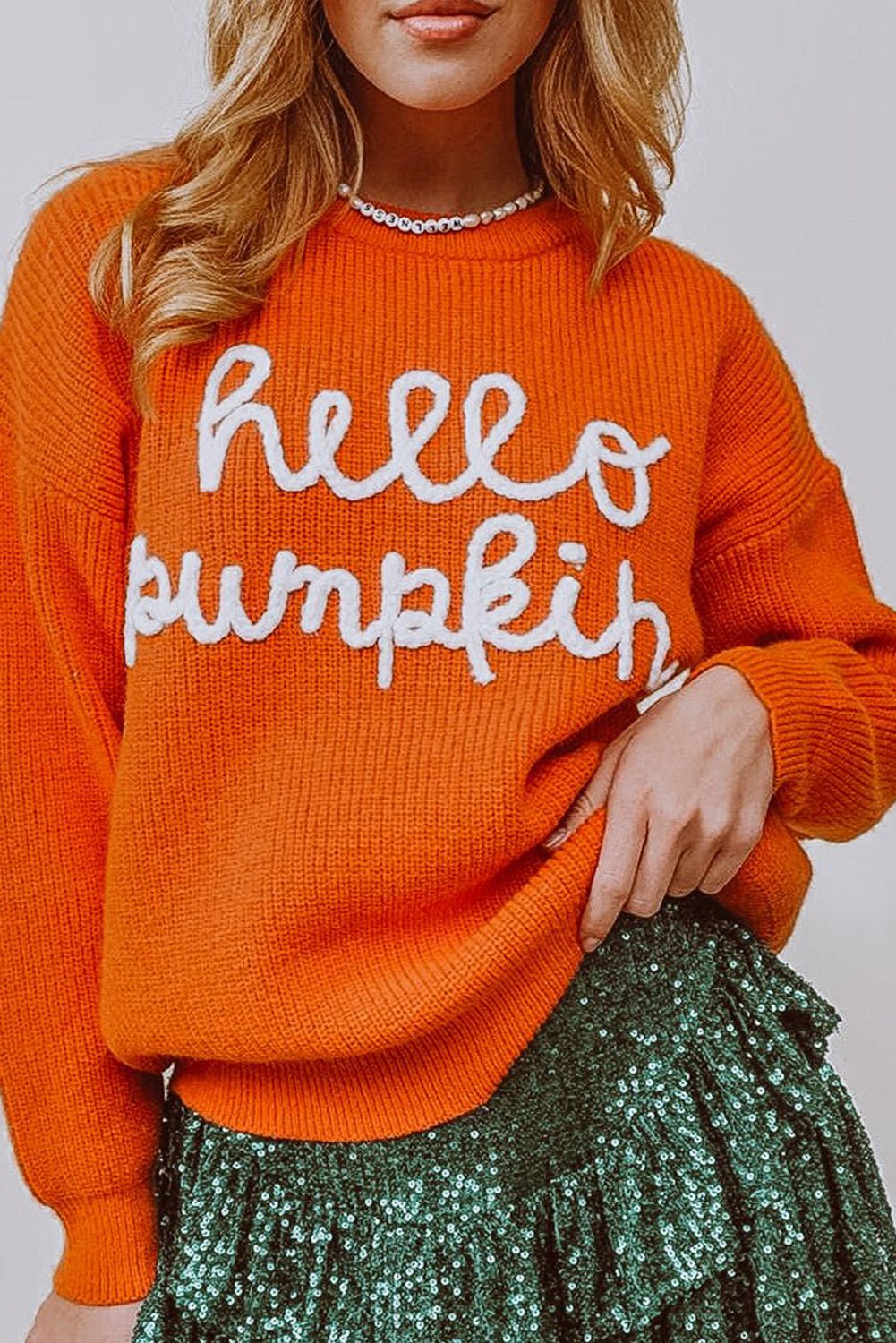 Flamingo Hello Pumpkin Graphic Sweater - MAD RUFFI