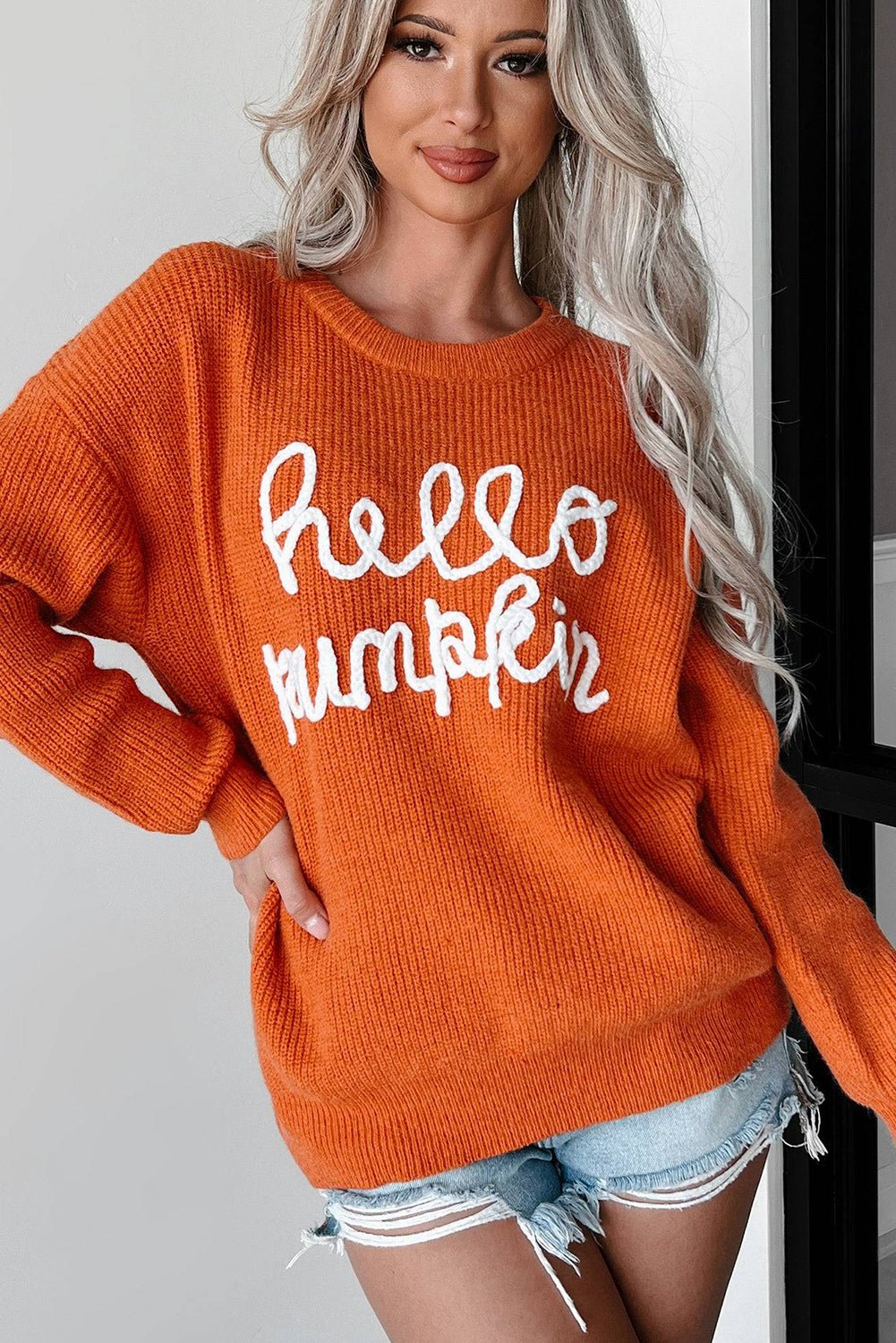 Flamingo Hello Pumpkin Graphic Sweater - MAD RUFFI