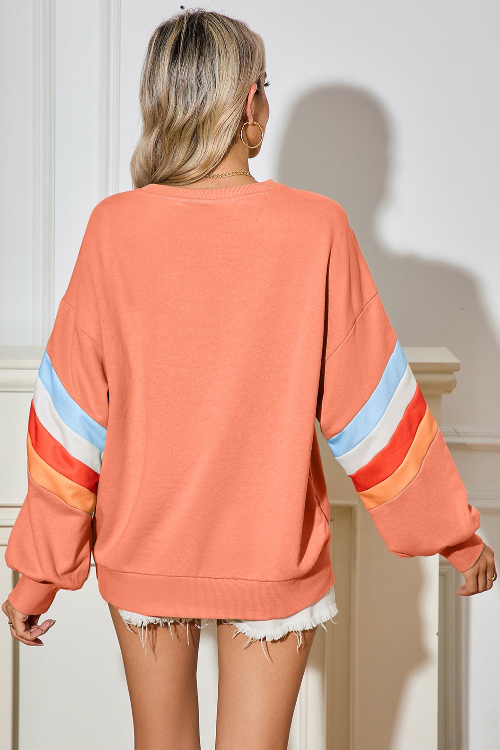 Flamingo Patchwork Drop Sleeve Loose Sweatshirt - MAD RUFFI