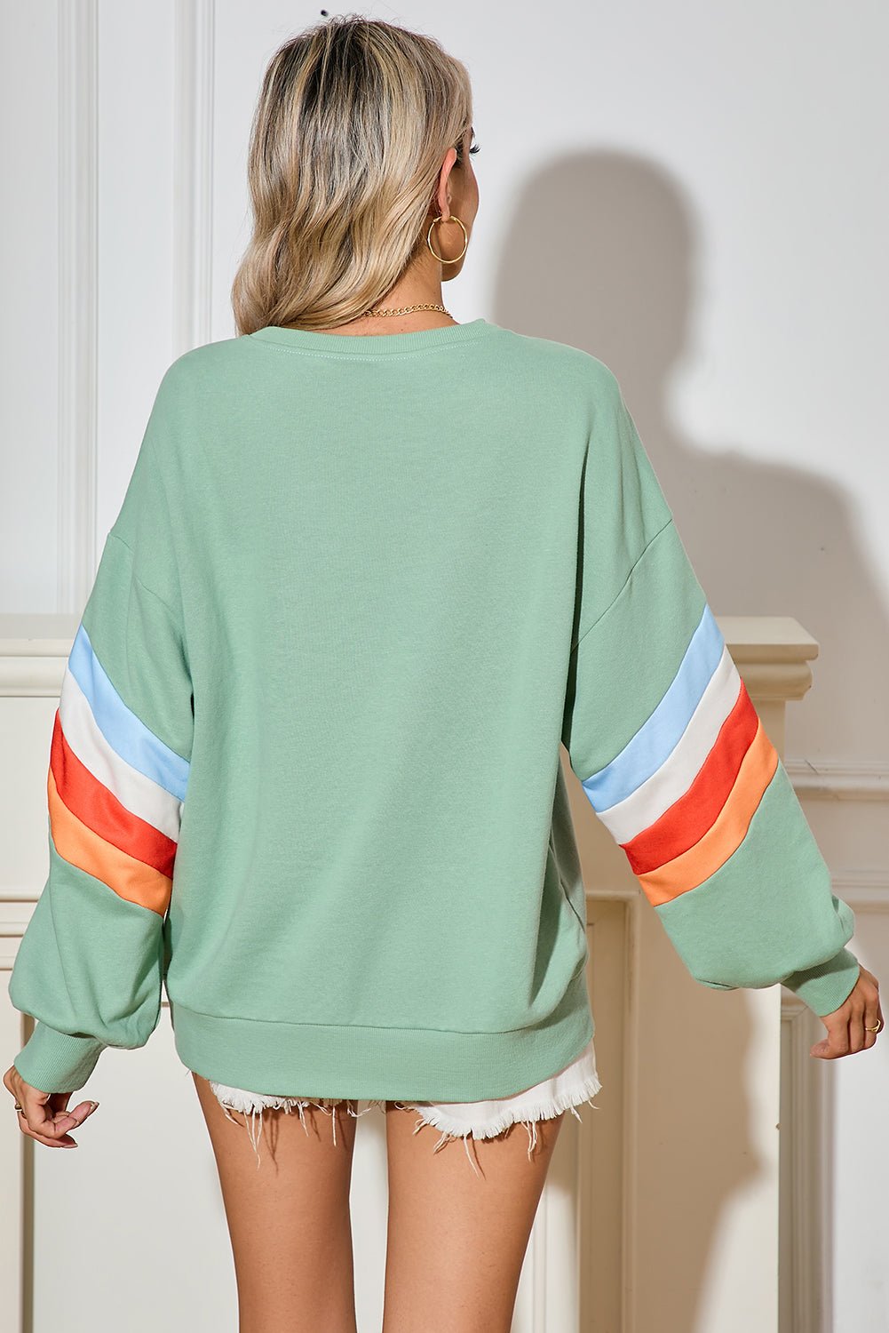 Flamingo Patchwork Drop Sleeve Loose Sweatshirt - MAD RUFFI