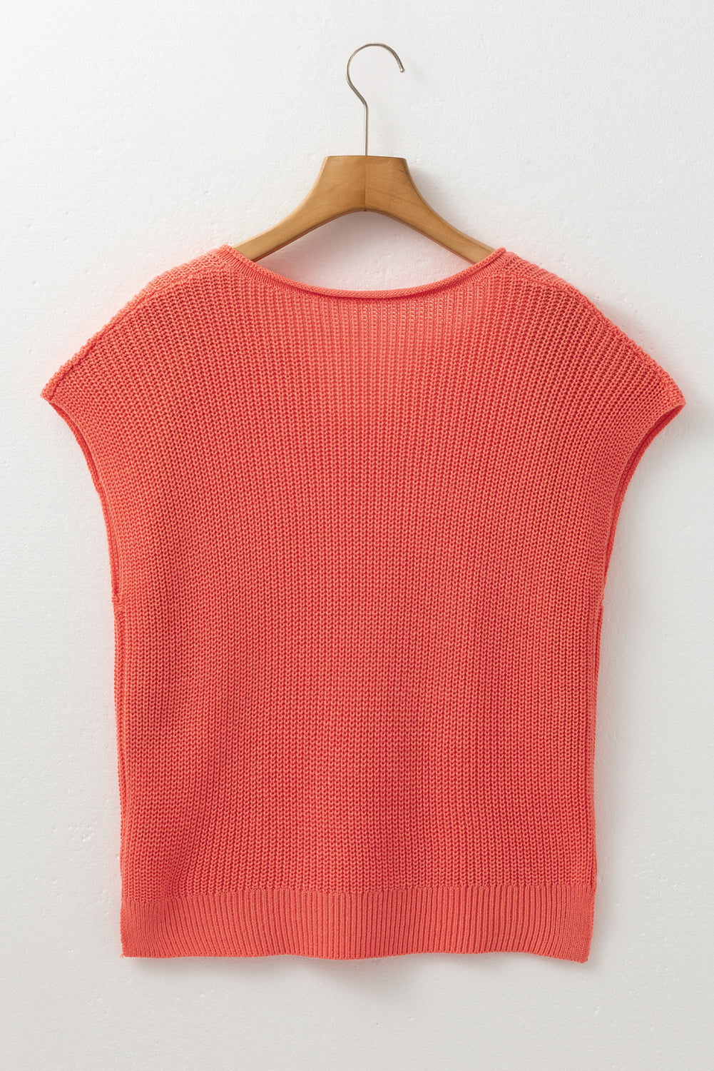 Flamingo Solid Textured Knitted Notch V Neck Sweater Vest - MAD RUFFI