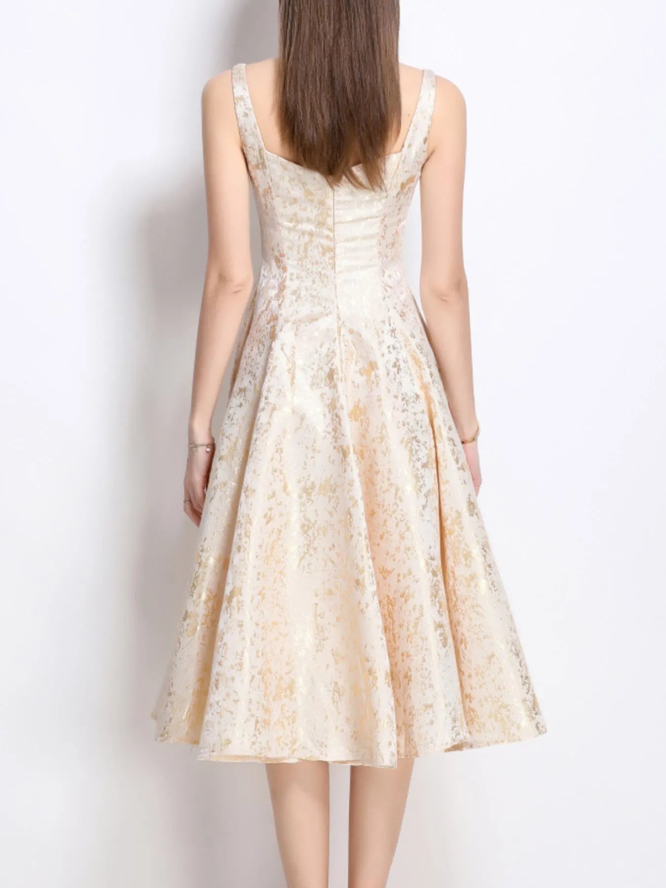 Floral A - Line Sleeveless Midi Dress - MAD RUFFI