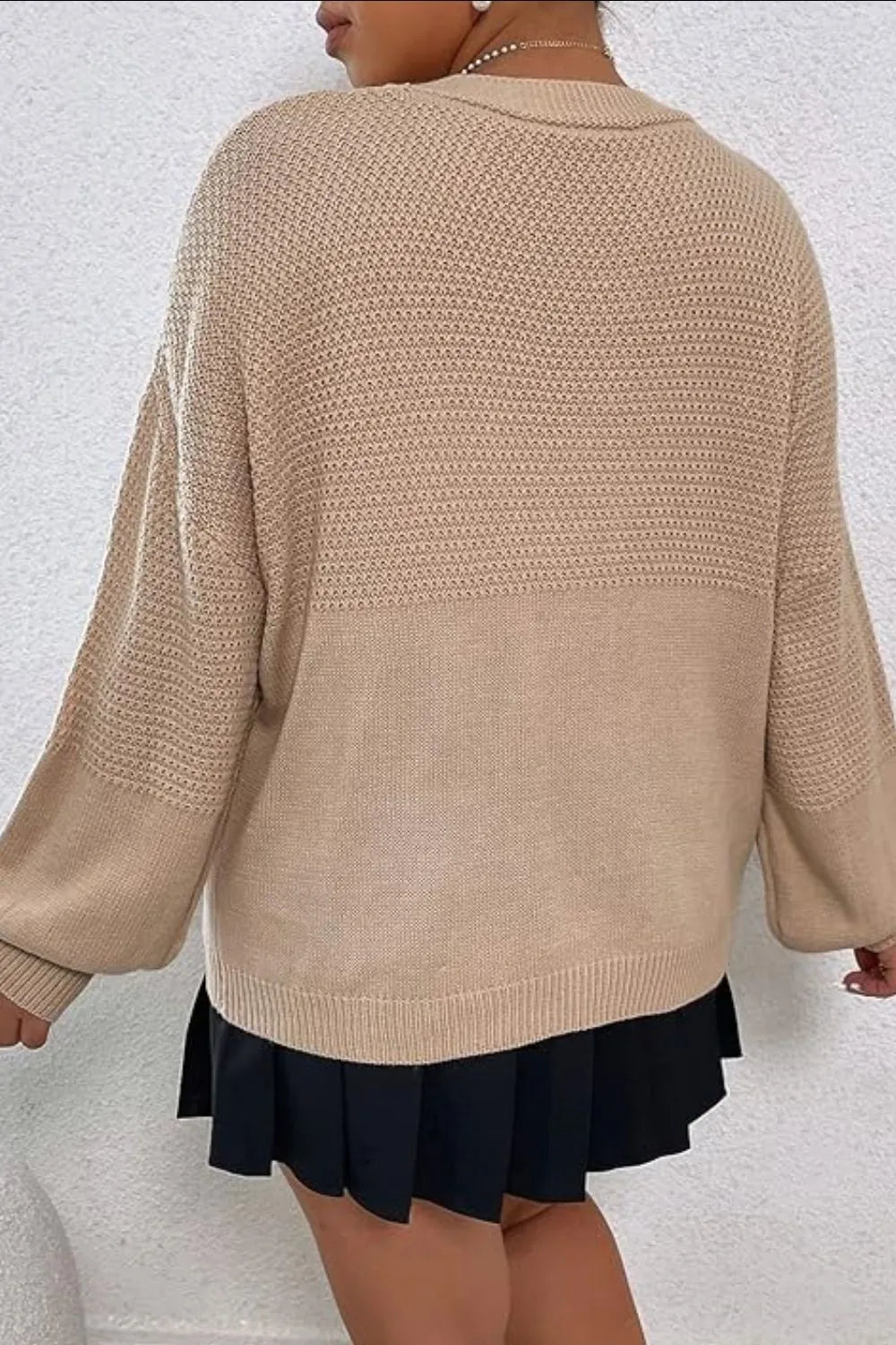 Floral Applique Drop Shoulder Open Front Cardigan - MAD RUFFI