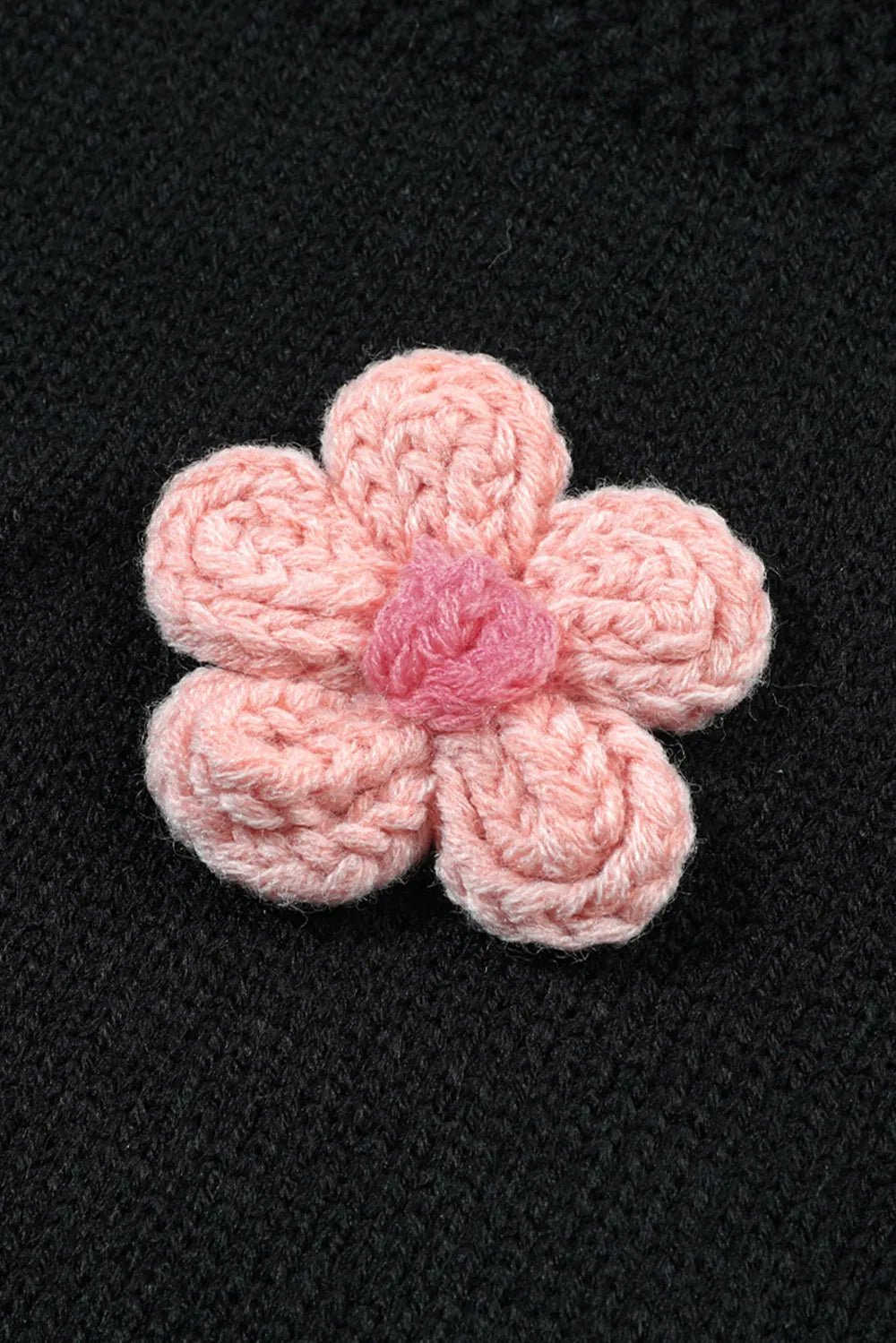 Floral Applique Drop Shoulder Open Front Cardigan - MAD RUFFI