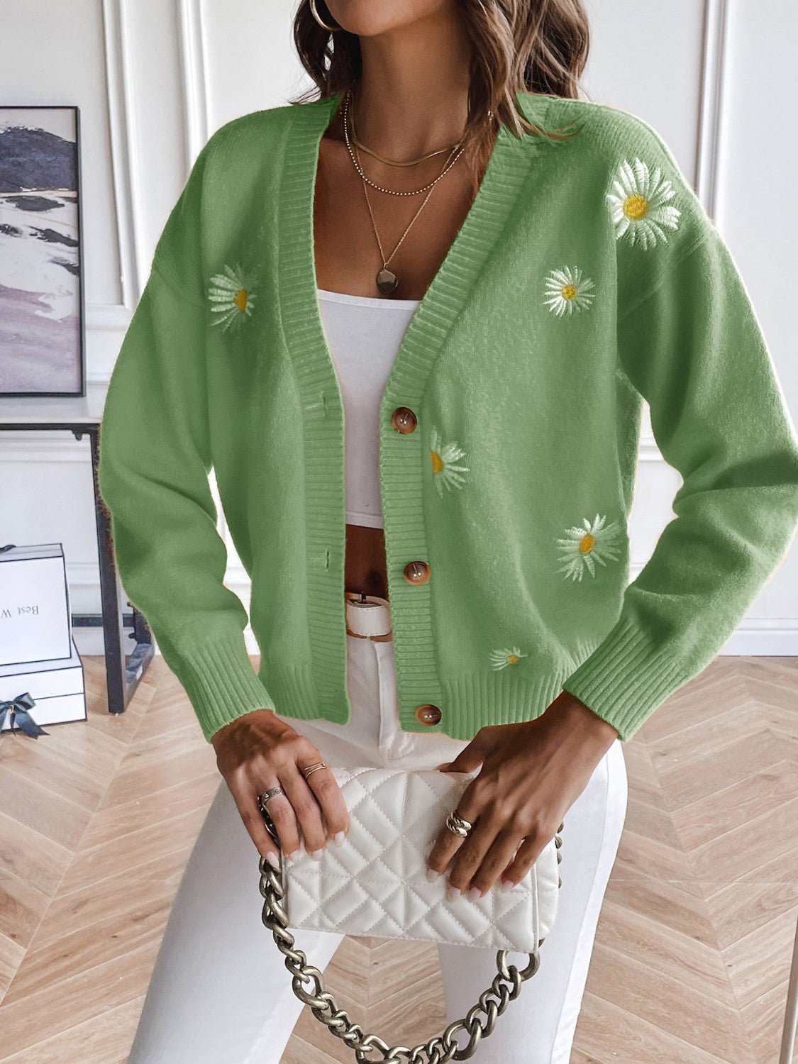 Floral Button Up Cardigan - MAD RUFFI