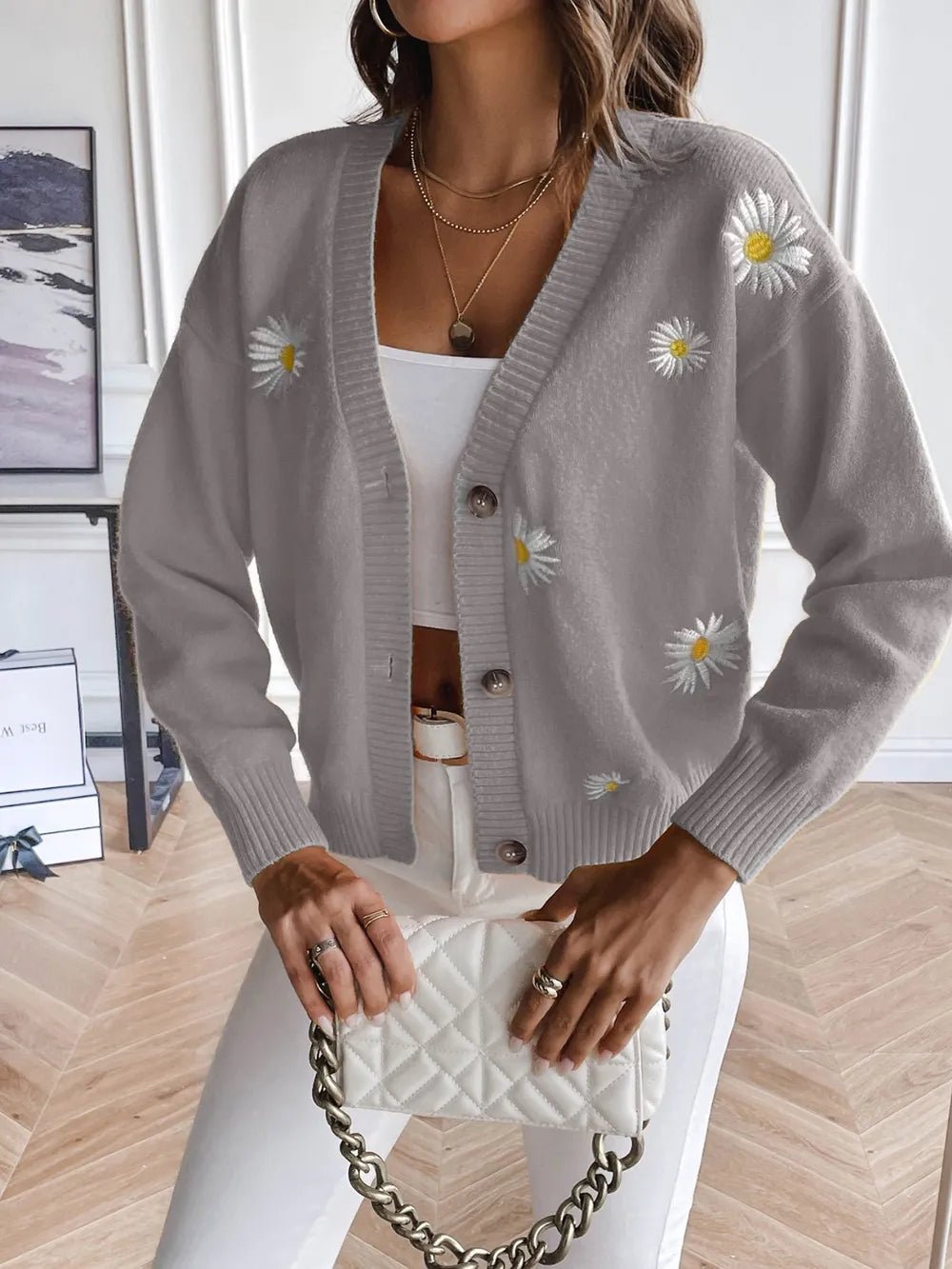 Floral Button Up Cardigan - MAD RUFFI