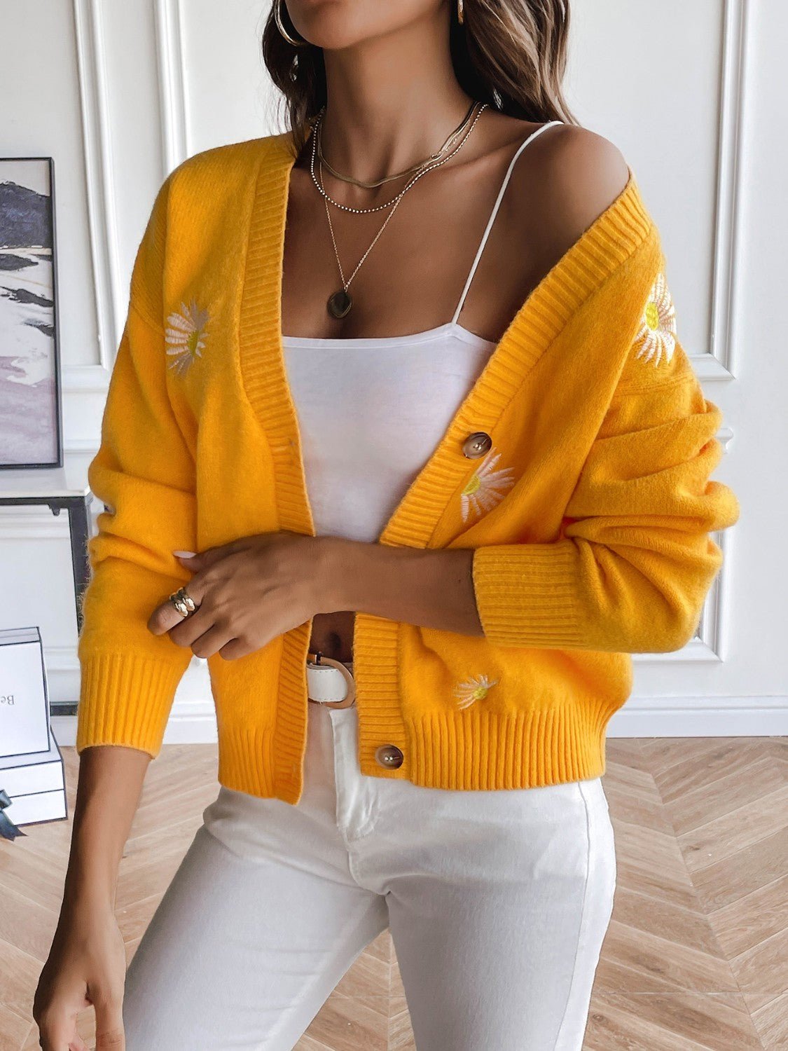 Floral Button Up Cardigan - MAD RUFFI