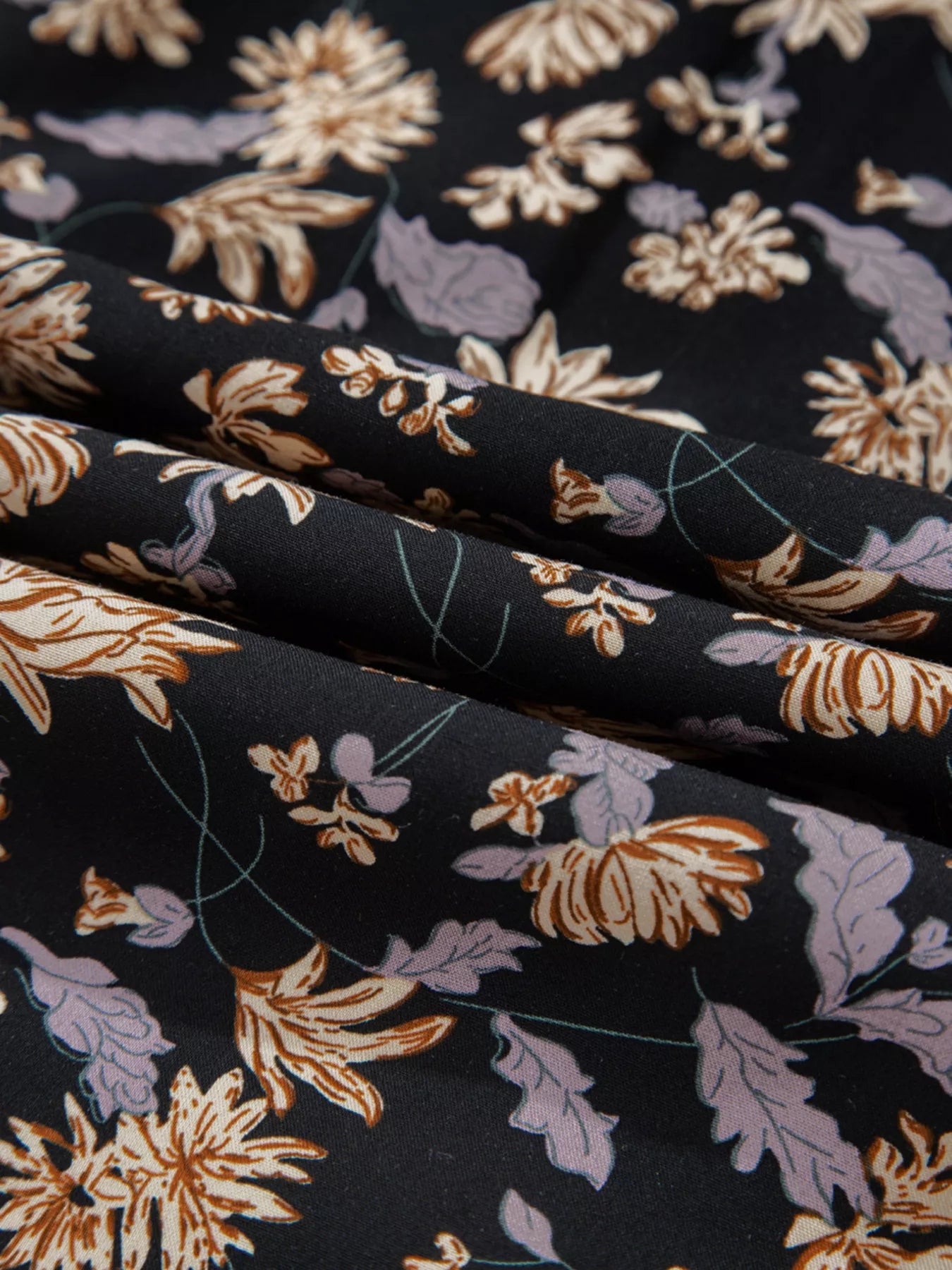 Floral Deep V Neck Smocked Bust Bubble Sleeve Babydoll Dress - MAD RUFFI