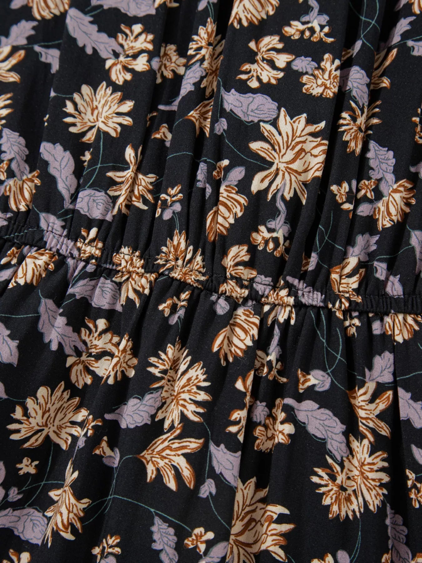 Floral Deep V Neck Smocked Bust Bubble Sleeve Babydoll Dress - MAD RUFFI