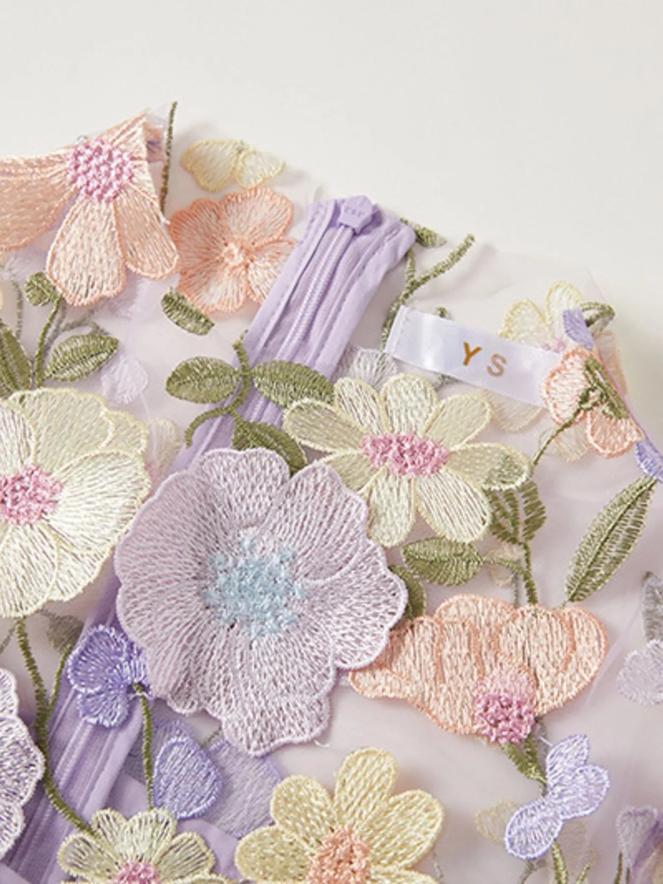 Floral Embroidered Mesh Overlay Maxi Dress - MAD RUFFI