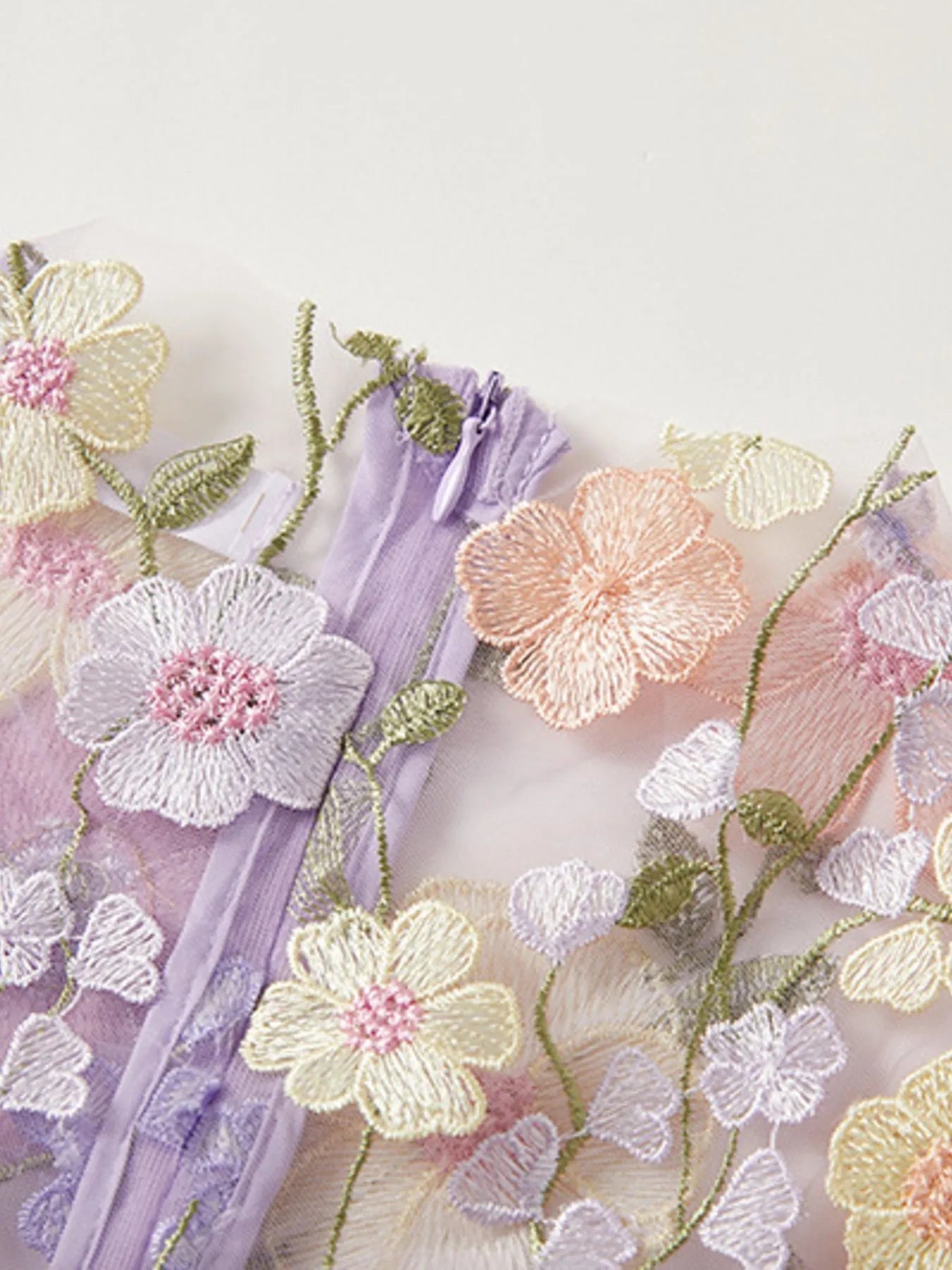 Floral Embroidered Mesh Overlay Maxi Dress - MAD RUFFI