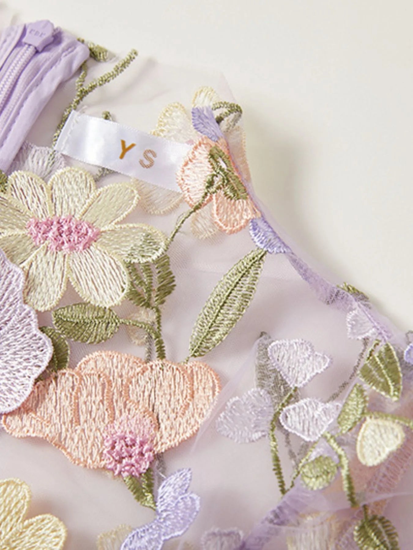 Floral Embroidered Mesh Overlay Maxi Dress - MAD RUFFI