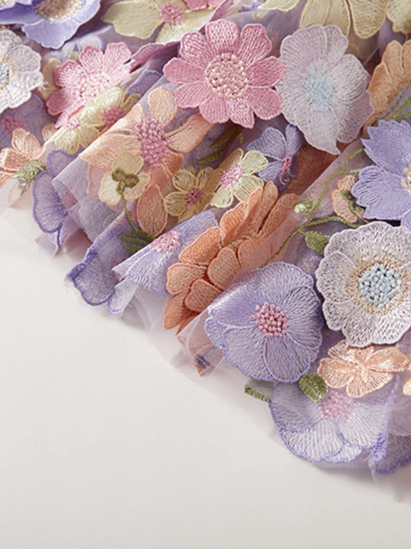 Floral Embroidered Mesh Overlay Maxi Dress - MAD RUFFI