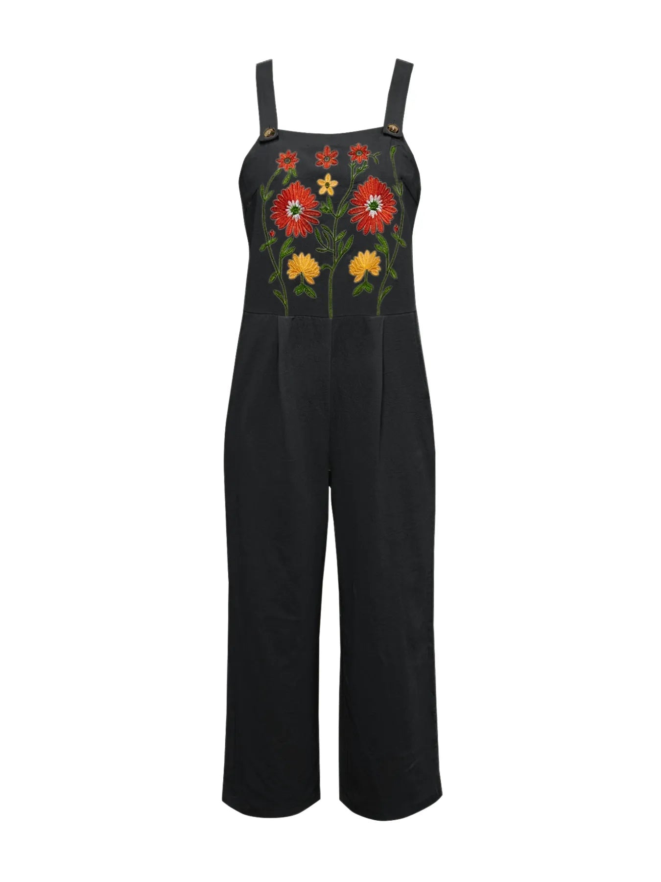 Floral Embroidered Wide Leg Jumpsuit - MAD RUFFI