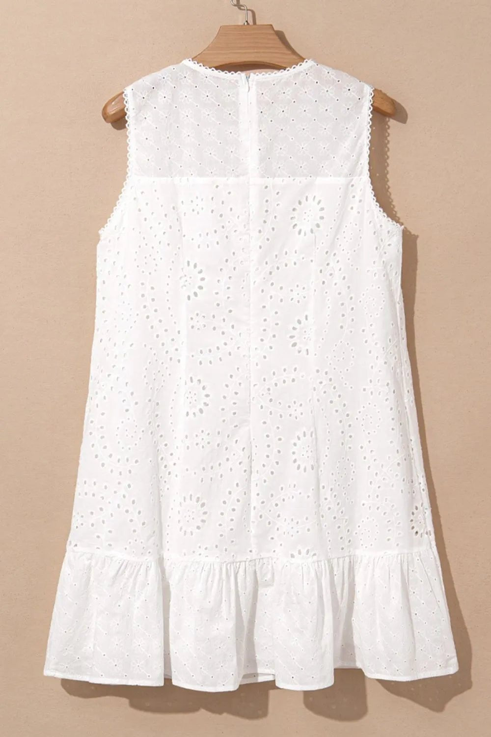 Floral Eyelet Embroidered Sleeveless Shift Dress - MAD RUFFI