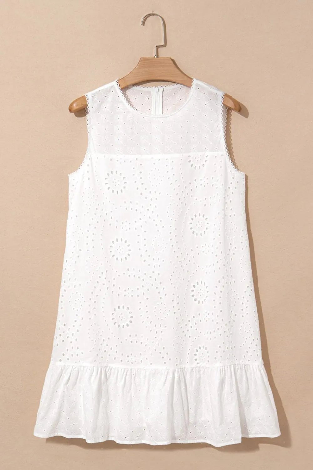 Floral Eyelet Embroidered Sleeveless Shift Dress - MAD RUFFI