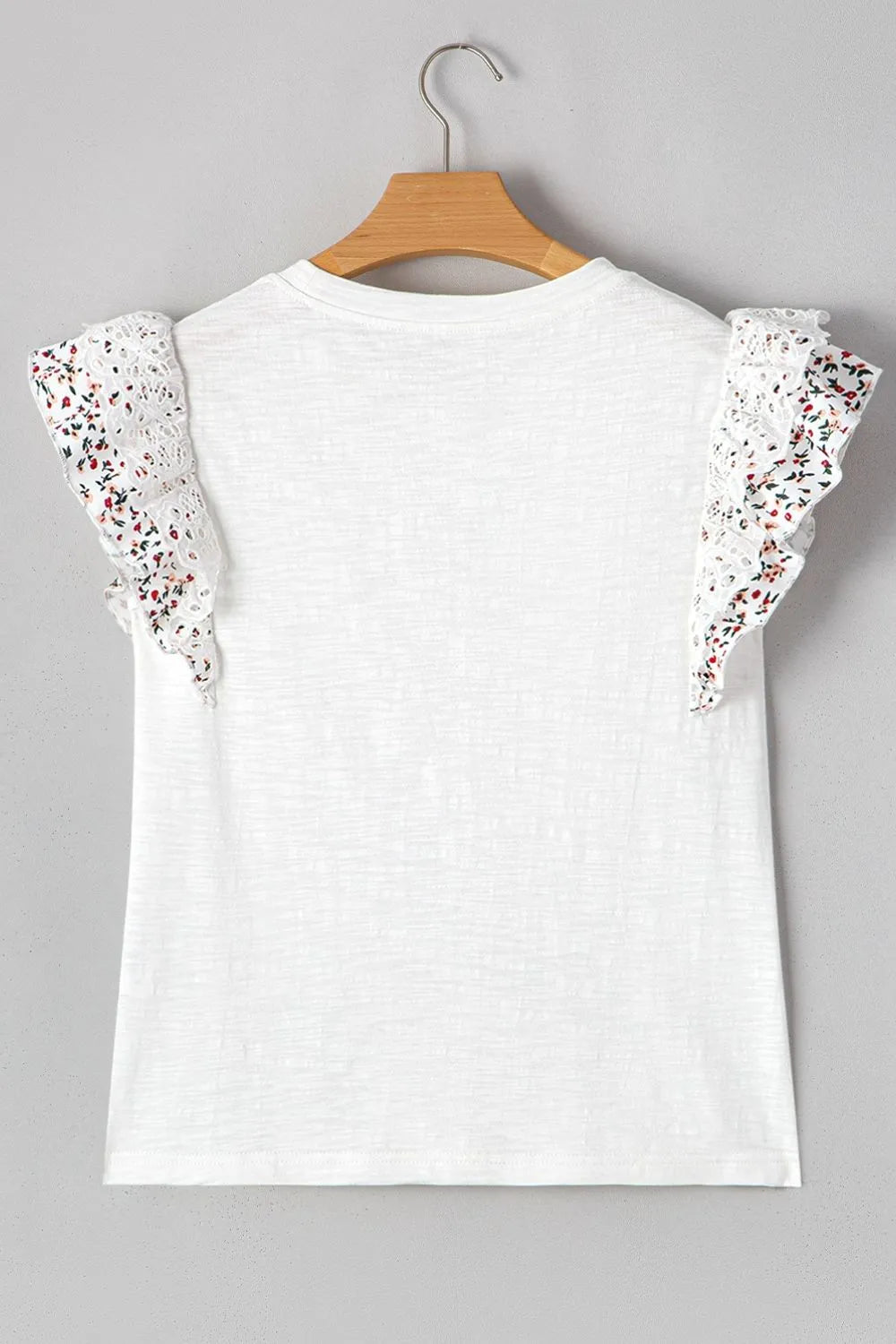 Floral Lace Eyelet Patched Butterfly Sleeve Blouse - MAD RUFFI