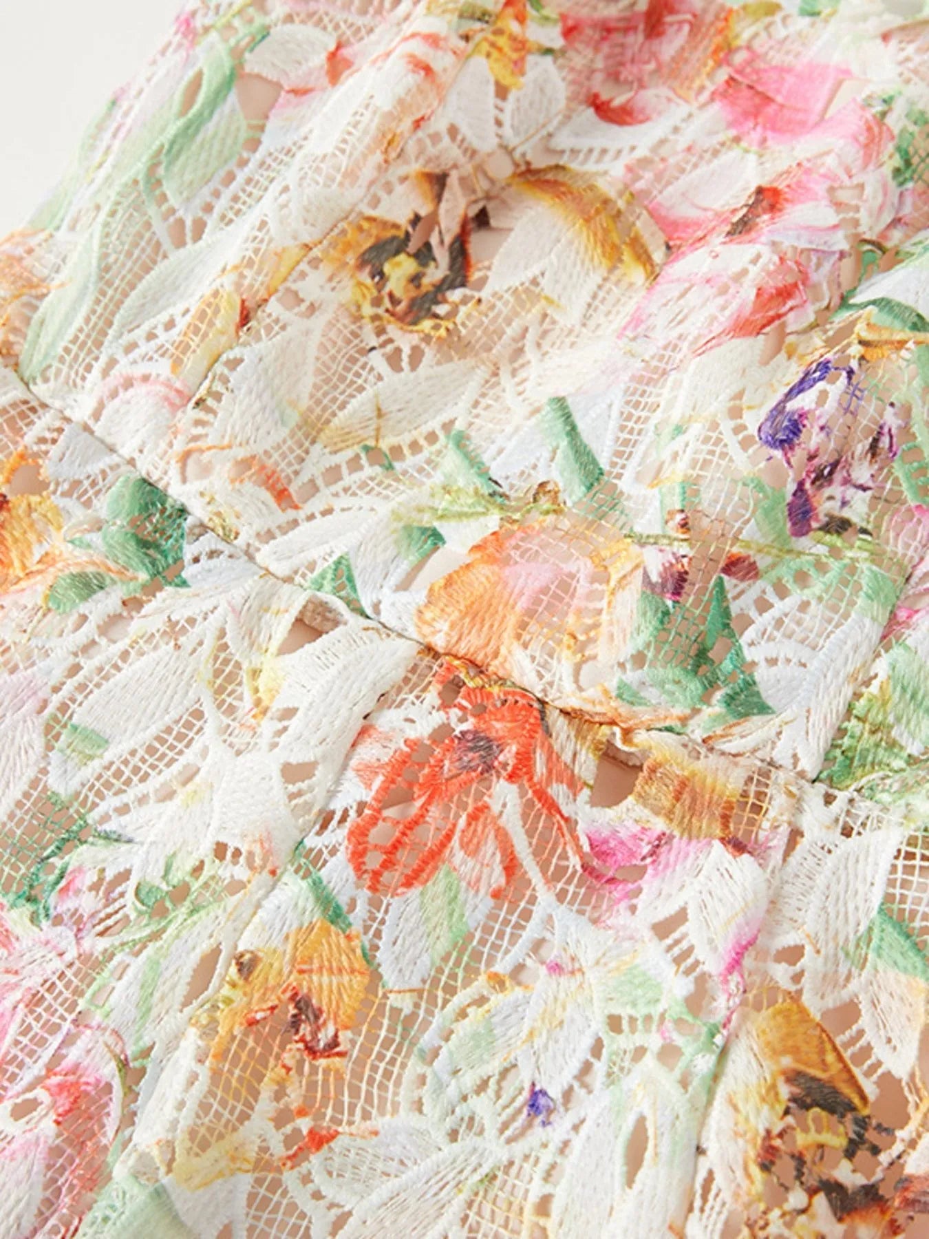 Floral Lace Sleeveless V - Neck Midi Dress - MAD RUFFI