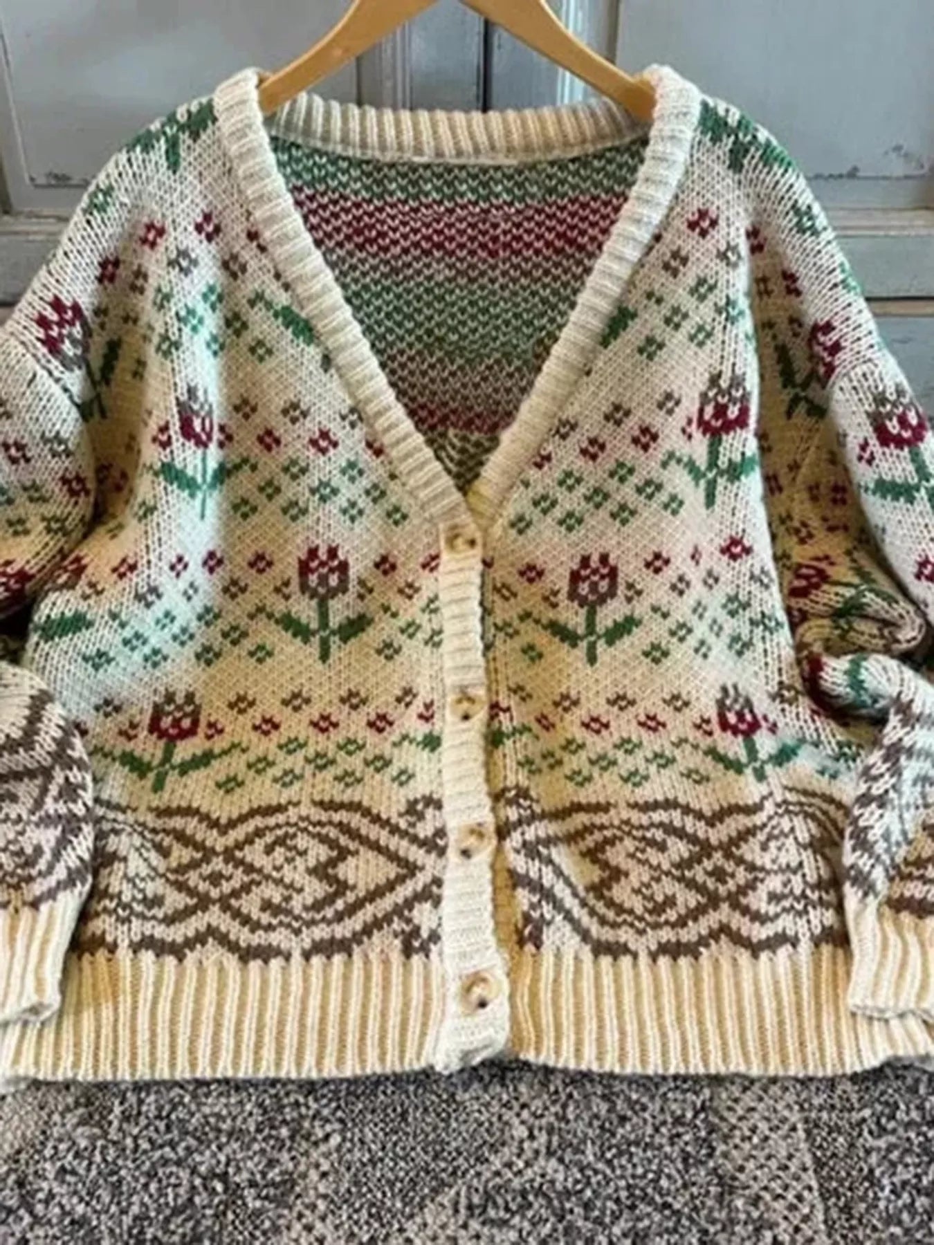 Floral Pattern Button - Up Cardigan - MAD RUFFI