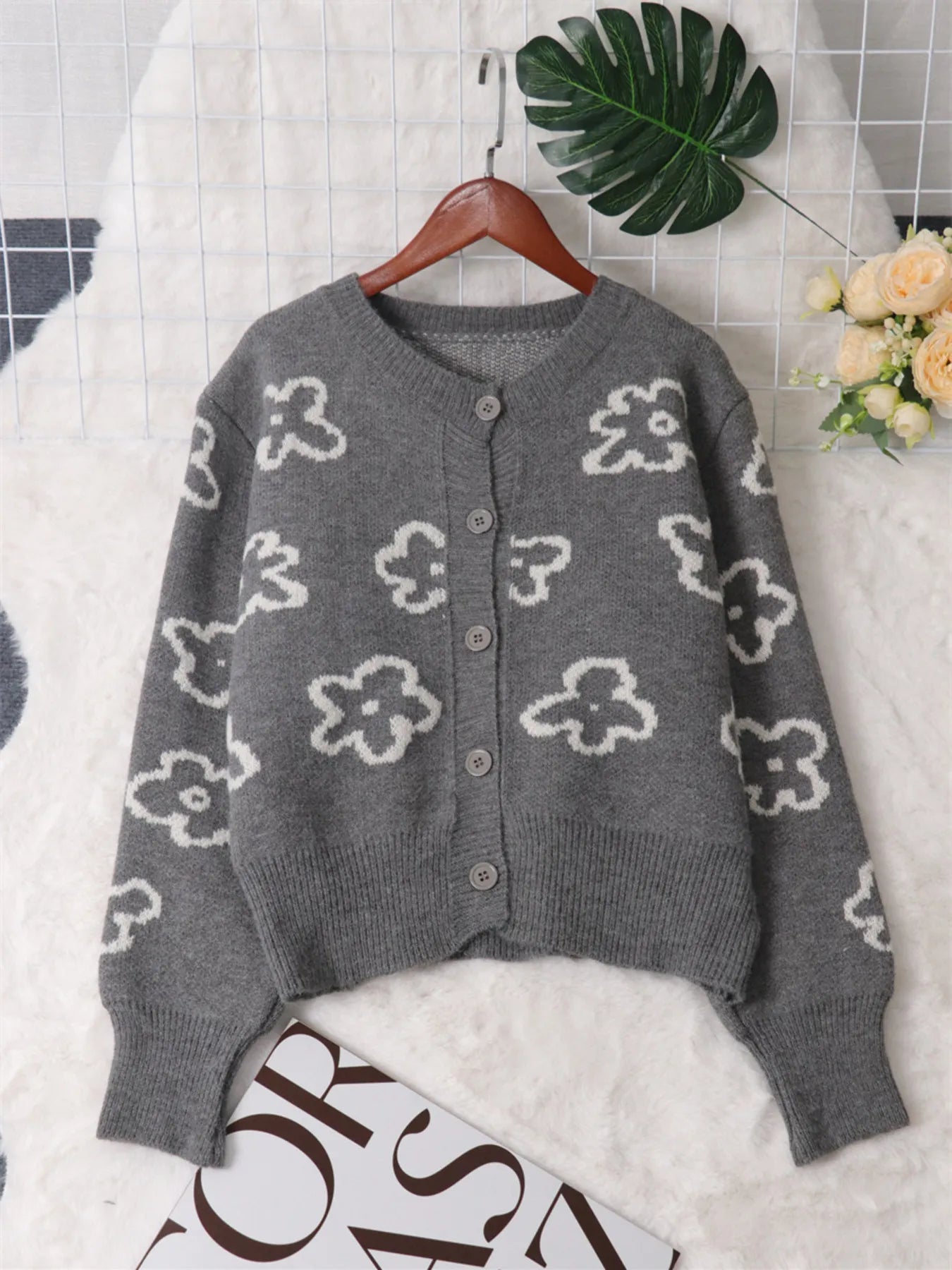 Floral Pattern Button - Up Cardigan - MAD RUFFI