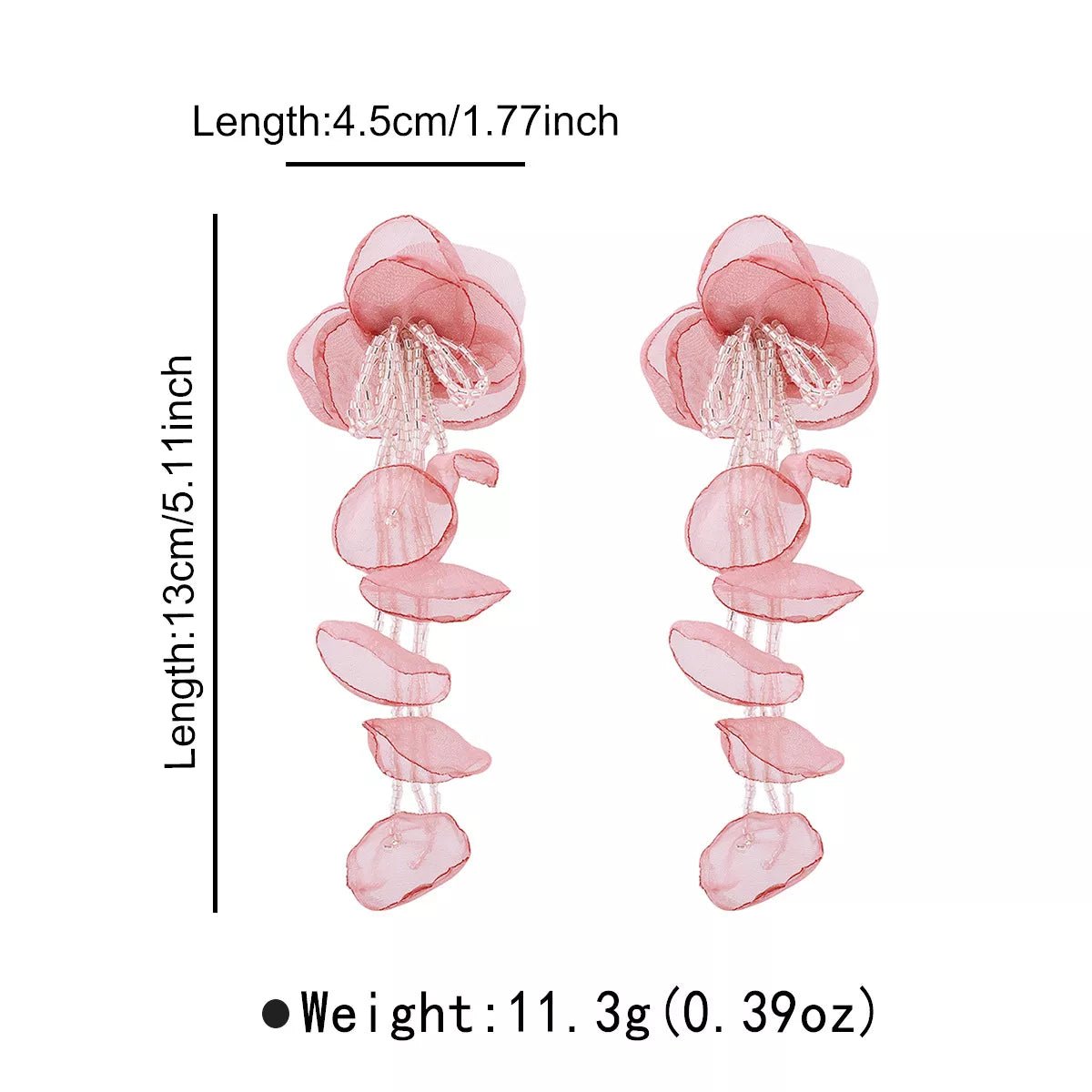 Floral Petal Beaded Tassel Drop Earrings - MAD RUFFI